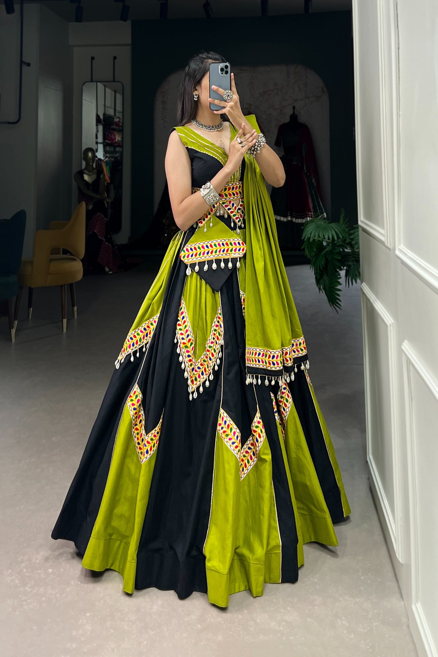 TILTON NAVRATRI SPECIAL PURE COTTON GAMTHI WORK LEHENGA CHOLI WITH DUPATTA