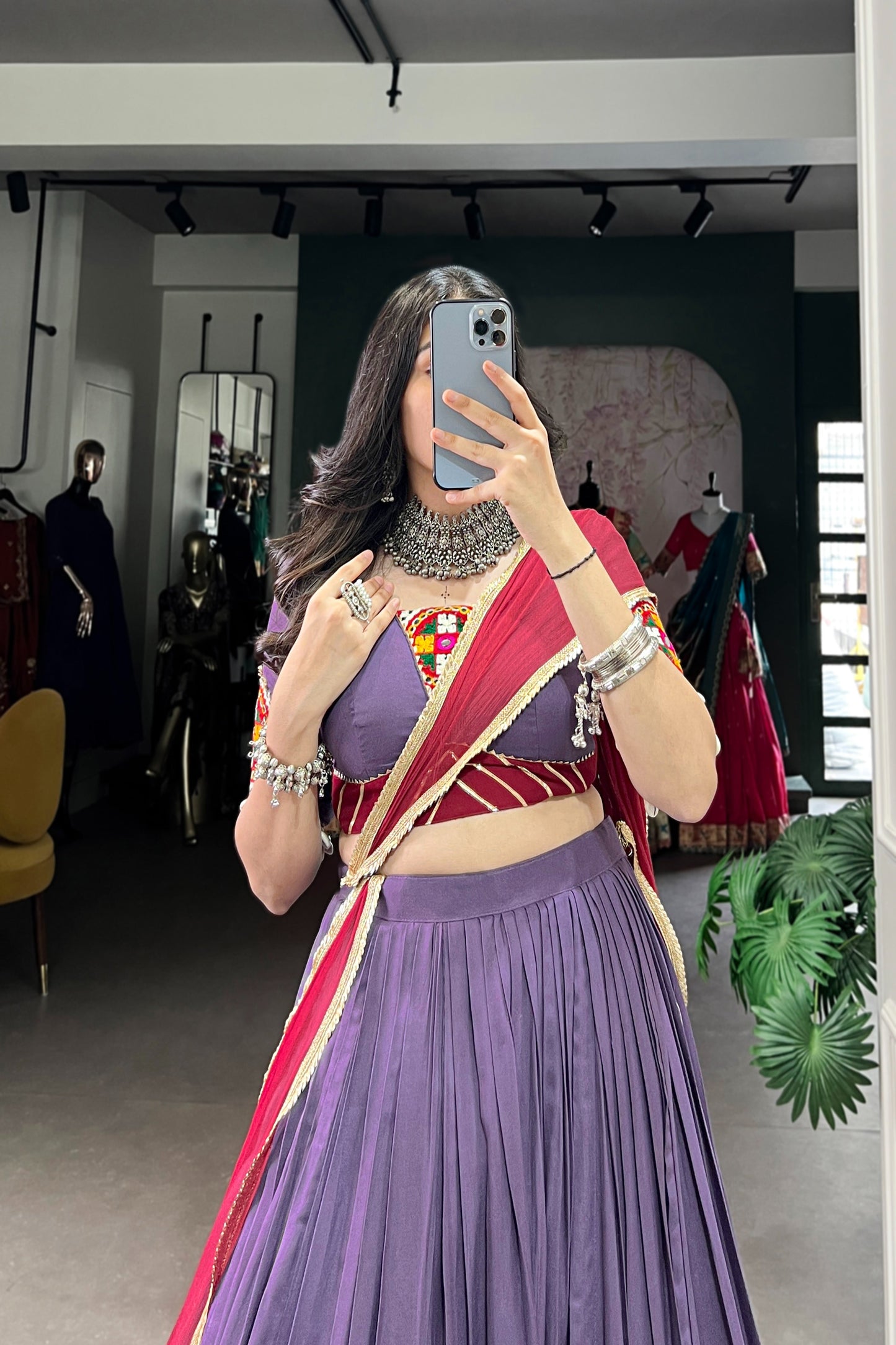 TILTON NAVRATRI SPECIAL GAMTHI WORK PURE RAYON LEHENGA CHOLI WITH DUPATTA