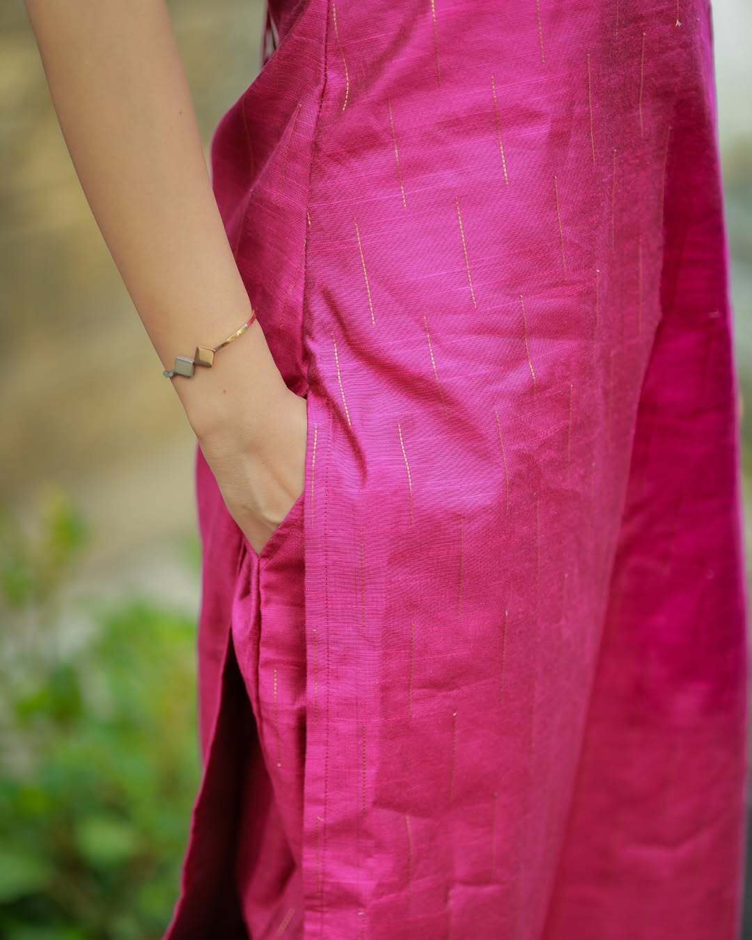 Premium Raw Silk With Zari Weaving Top And Pant