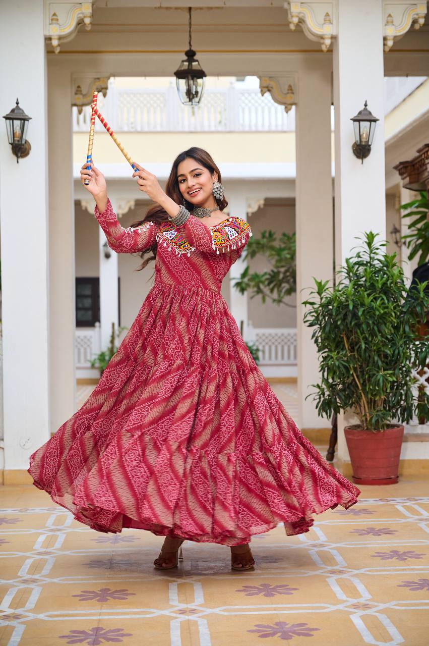 Rajrang Garba Glamour Mirror And Bandhani Magic Gown