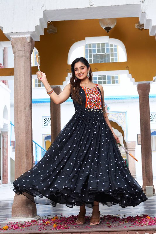 Raas Rani Multicolor Embroidered Bandhani Flare Gown