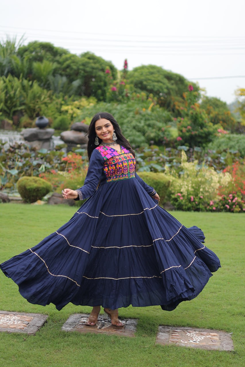 Rangrez Kutchi Mirror Work Embroidered Flared Gown