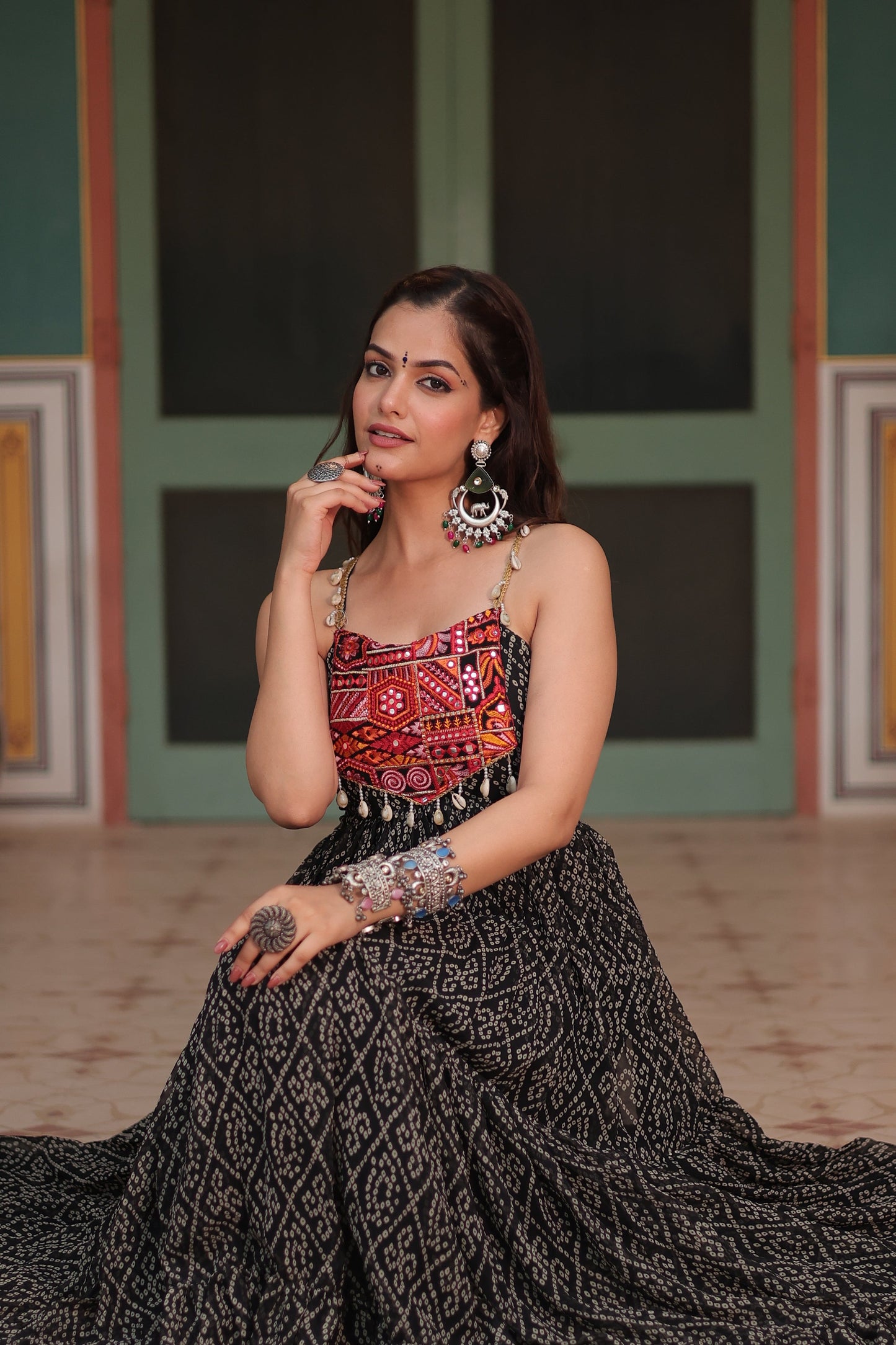 TILTON NAVRATRI SPECIAL BANDHANI PRINT PATCHWORK GOWN