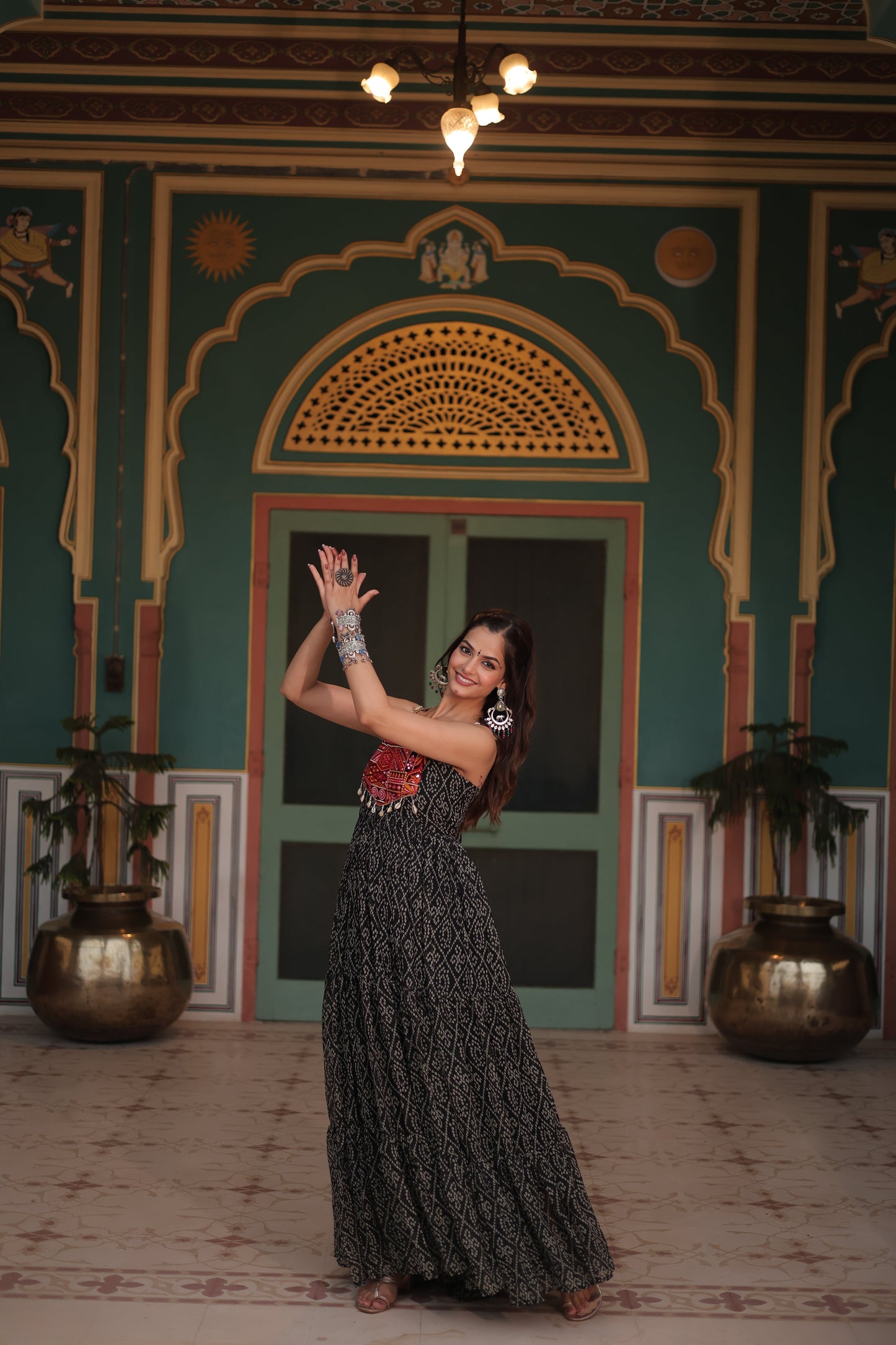 TILTON NAVRATRI SPECIAL BANDHANI PRINT PATCHWORK GOWN