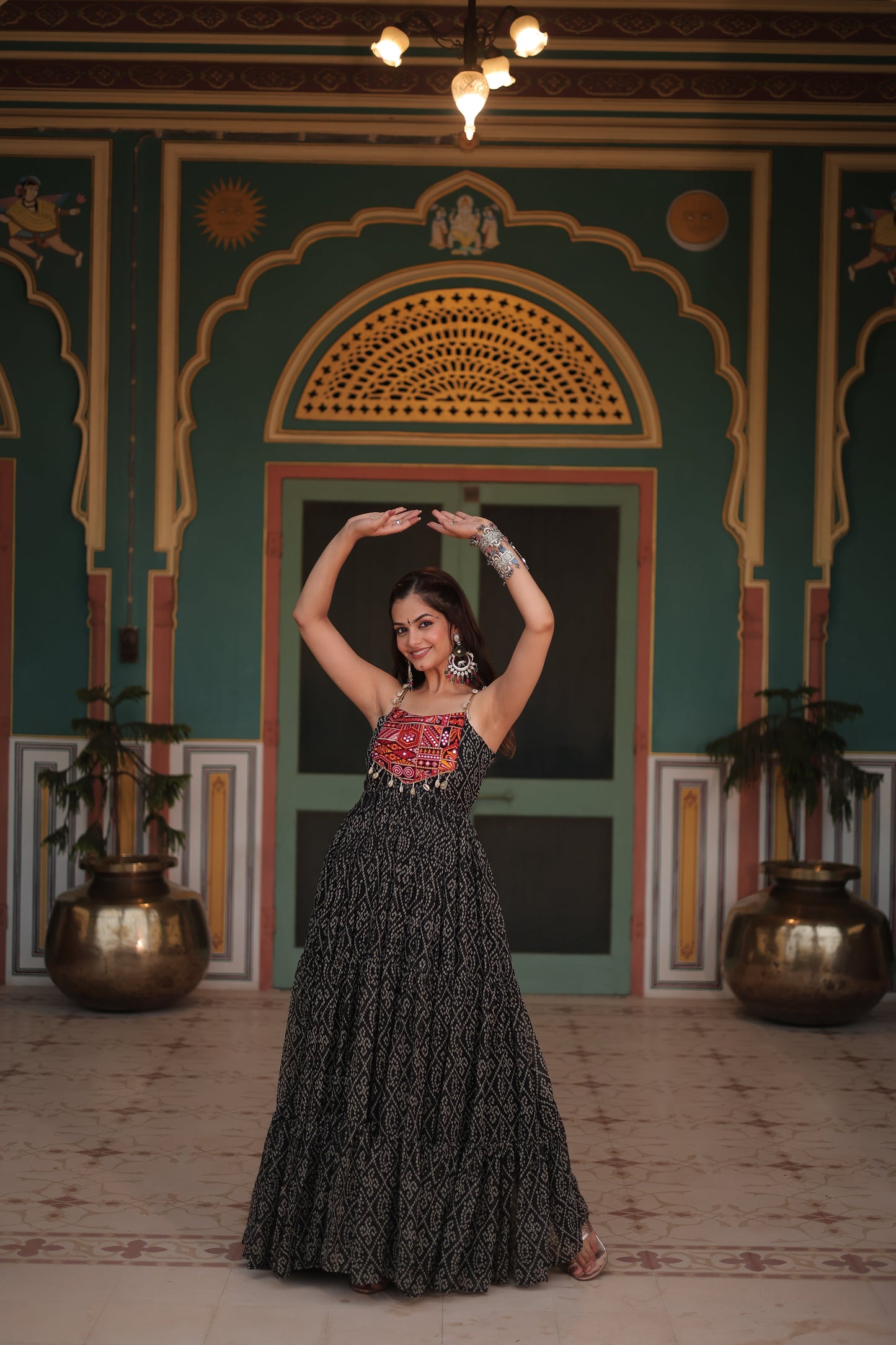 TILTON NAVRATRI SPECIAL BANDHANI PRINT PATCHWORK GOWN