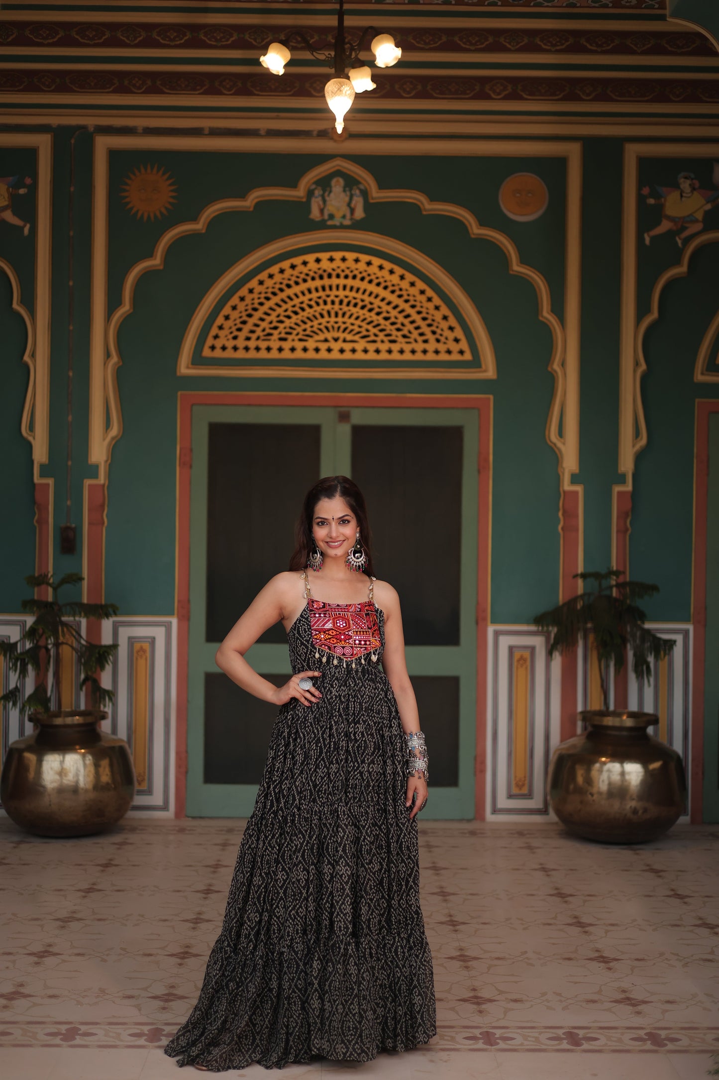 TILTON NAVRATRI SPECIAL BANDHANI PRINT PATCHWORK GOWN