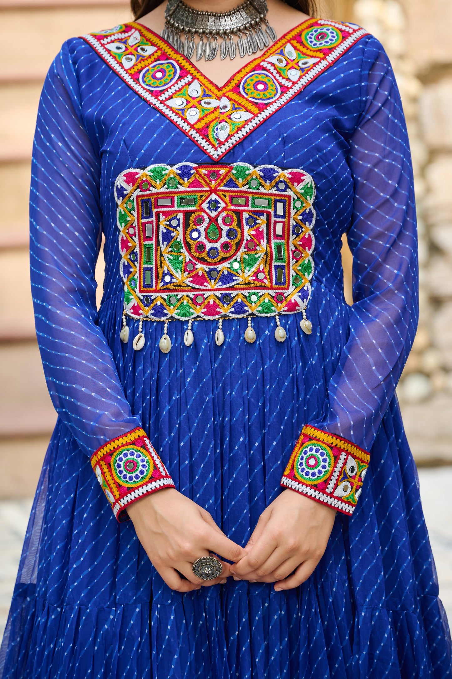 TILTON LAHERIYA PRINT PATCHWORK GOWN