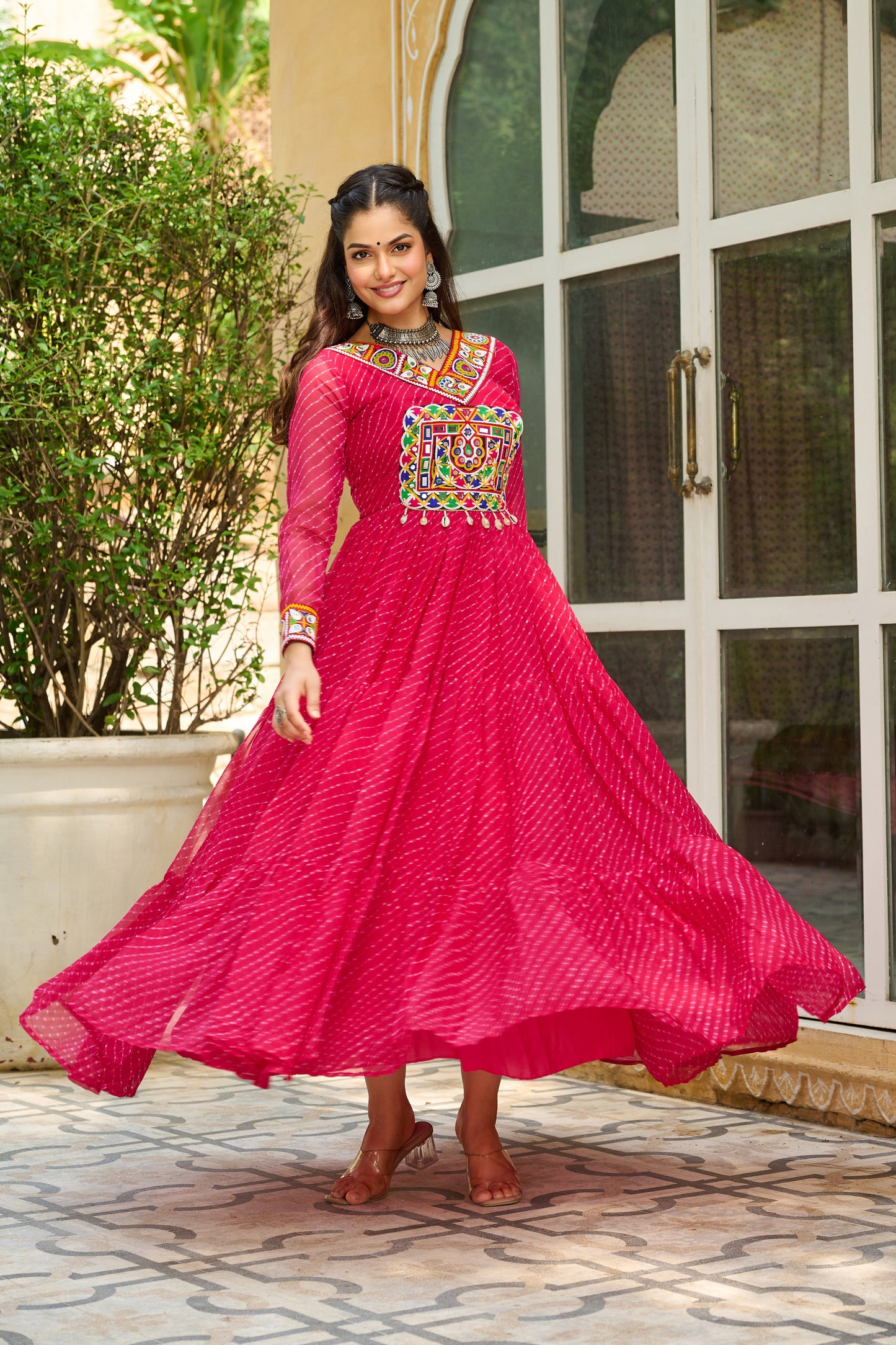 TILTON LAHERIYA PRINT PATCHWORK GOWN