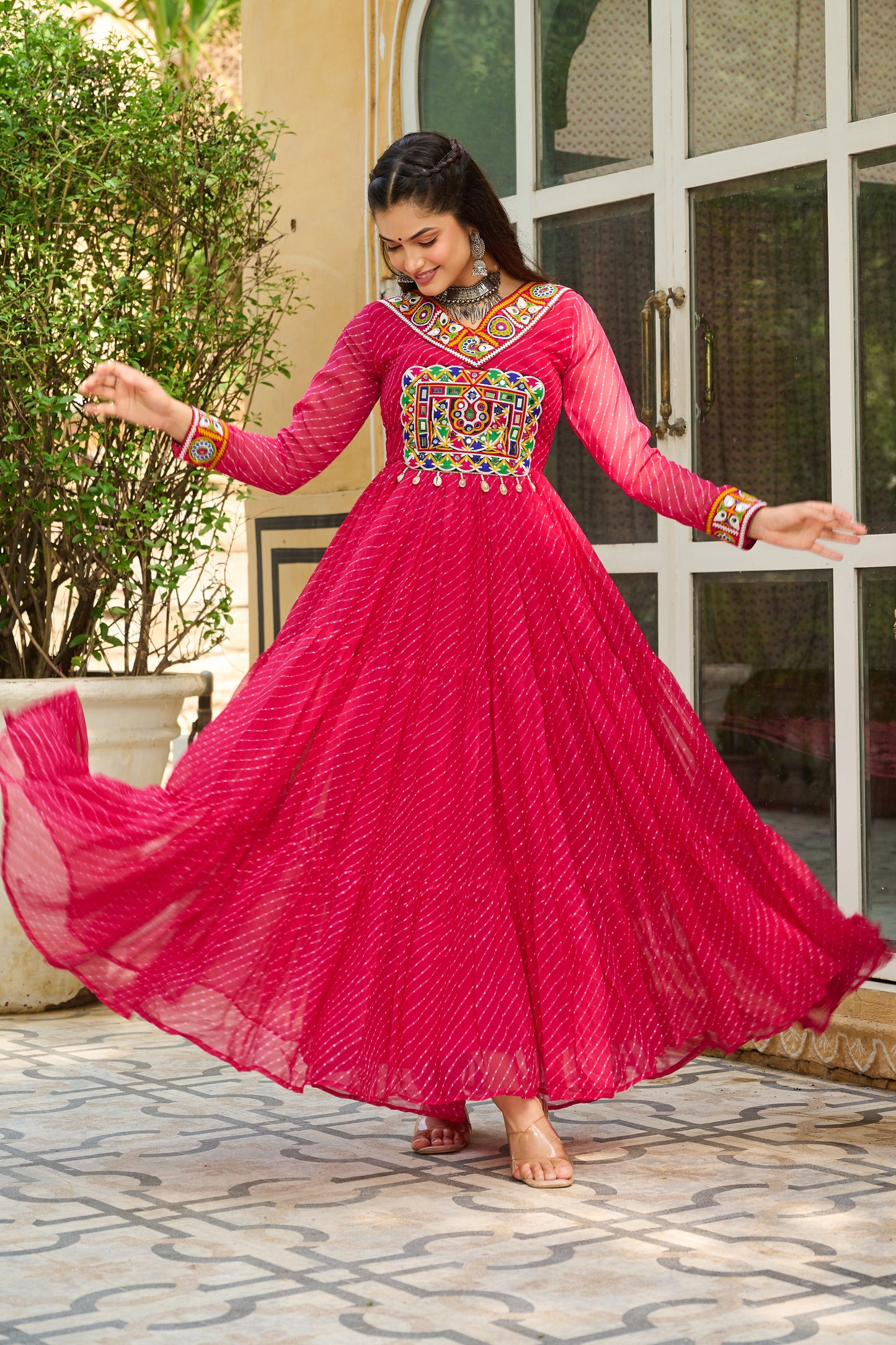 TILTON LAHERIYA PRINT PATCHWORK GOWN