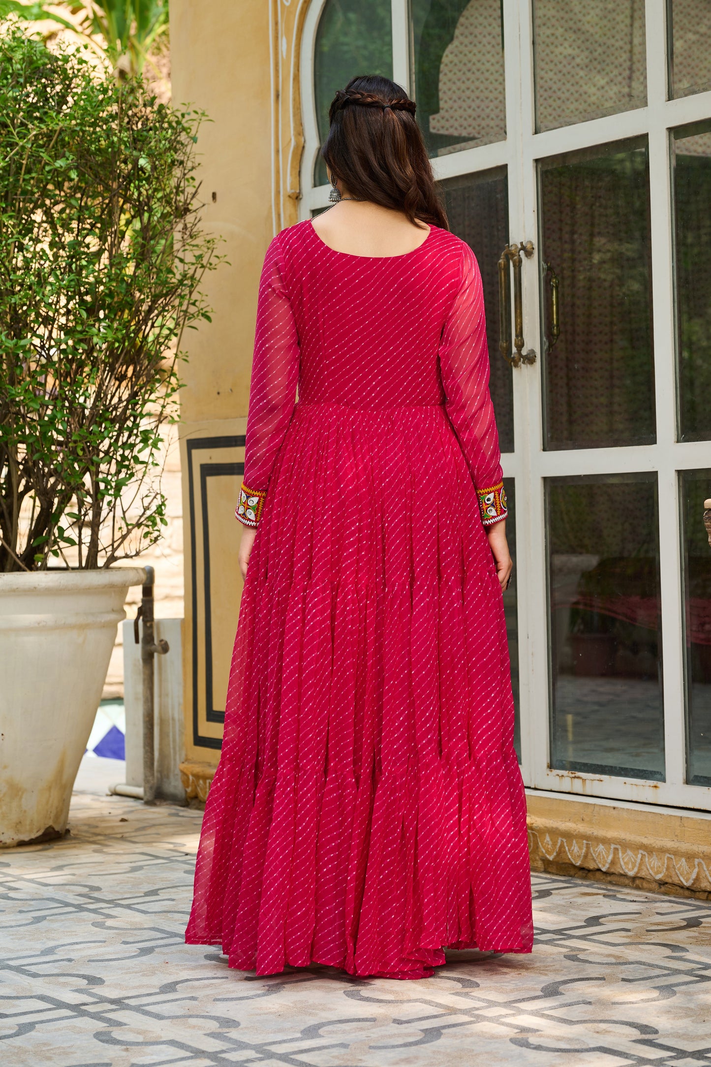 TILTON LAHERIYA PRINT PATCHWORK GOWN
