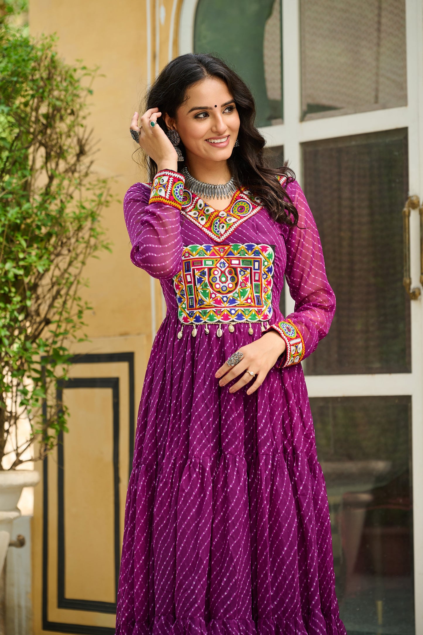 TILTON LAHERIYA PRINT PATCHWORK GOWN