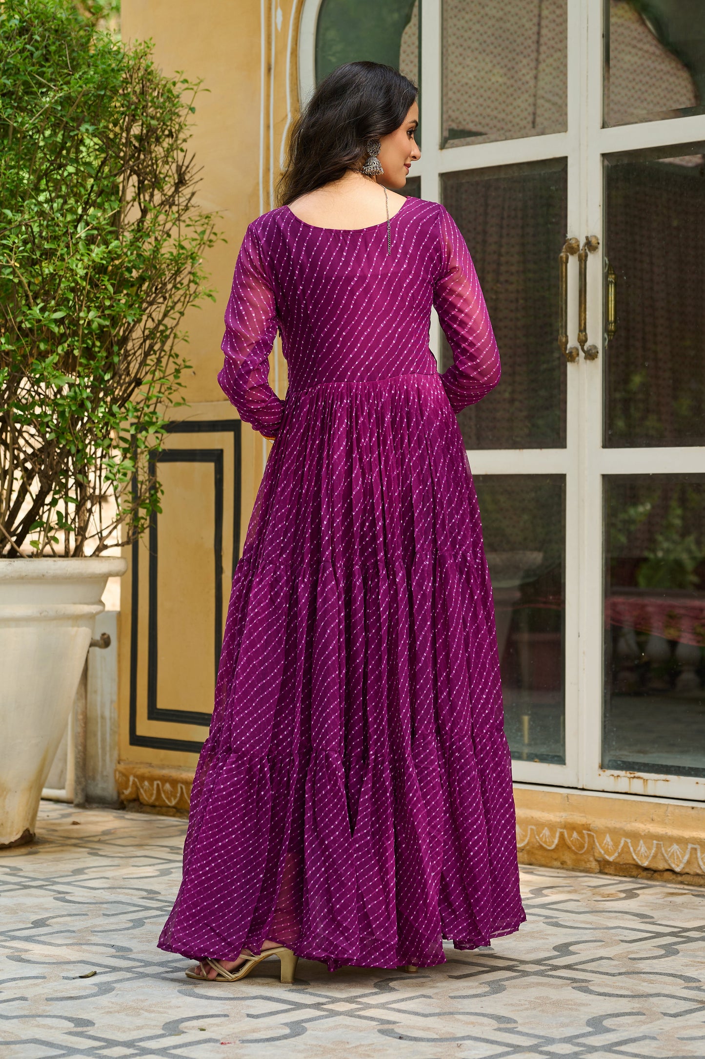 TILTON LAHERIYA PRINT PATCHWORK GOWN