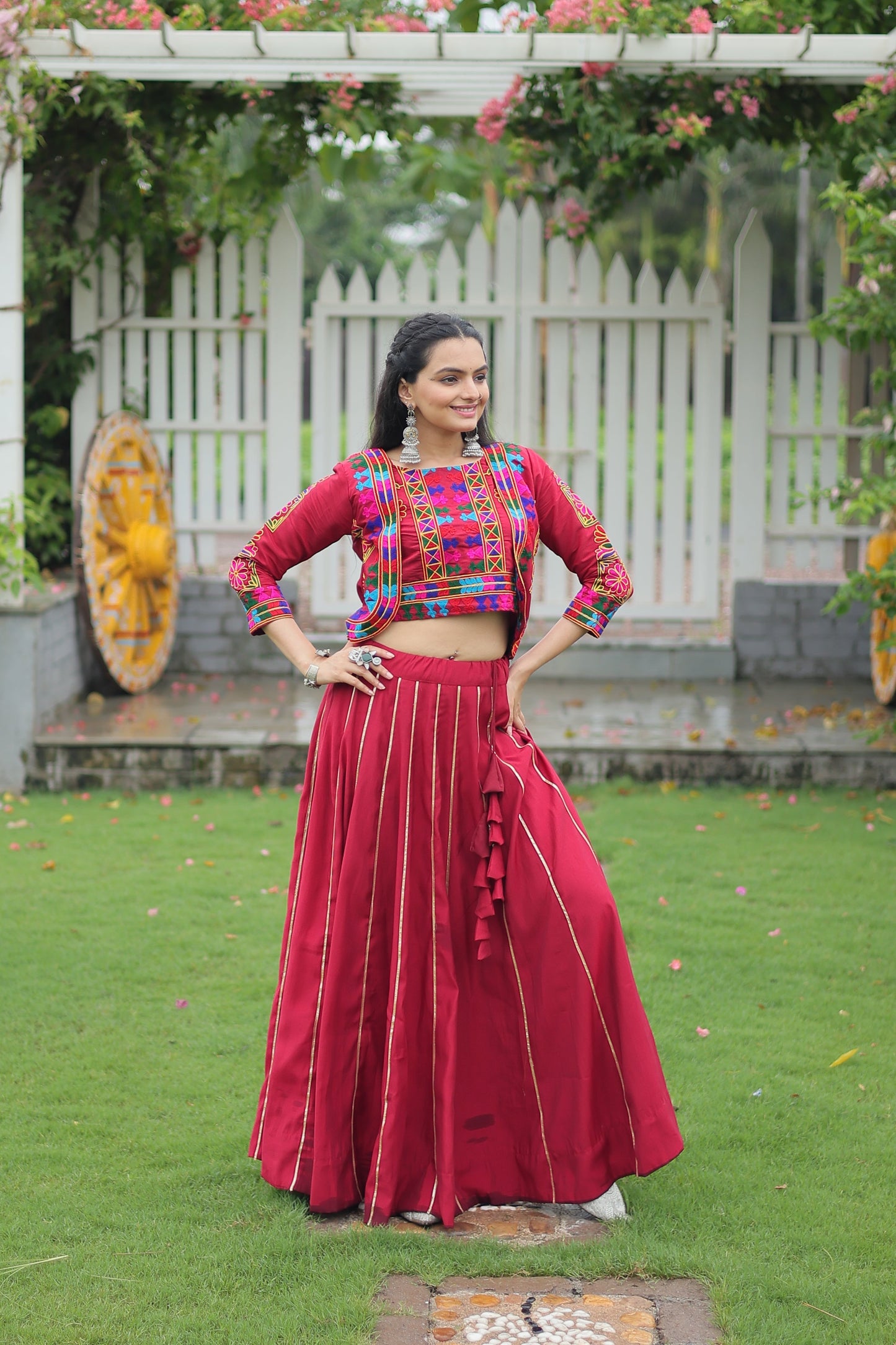 TILTON NAVRATRI SPECIAL GAMTHI EMNBROIDERED LEHENGA CHOLI WITH KOTI