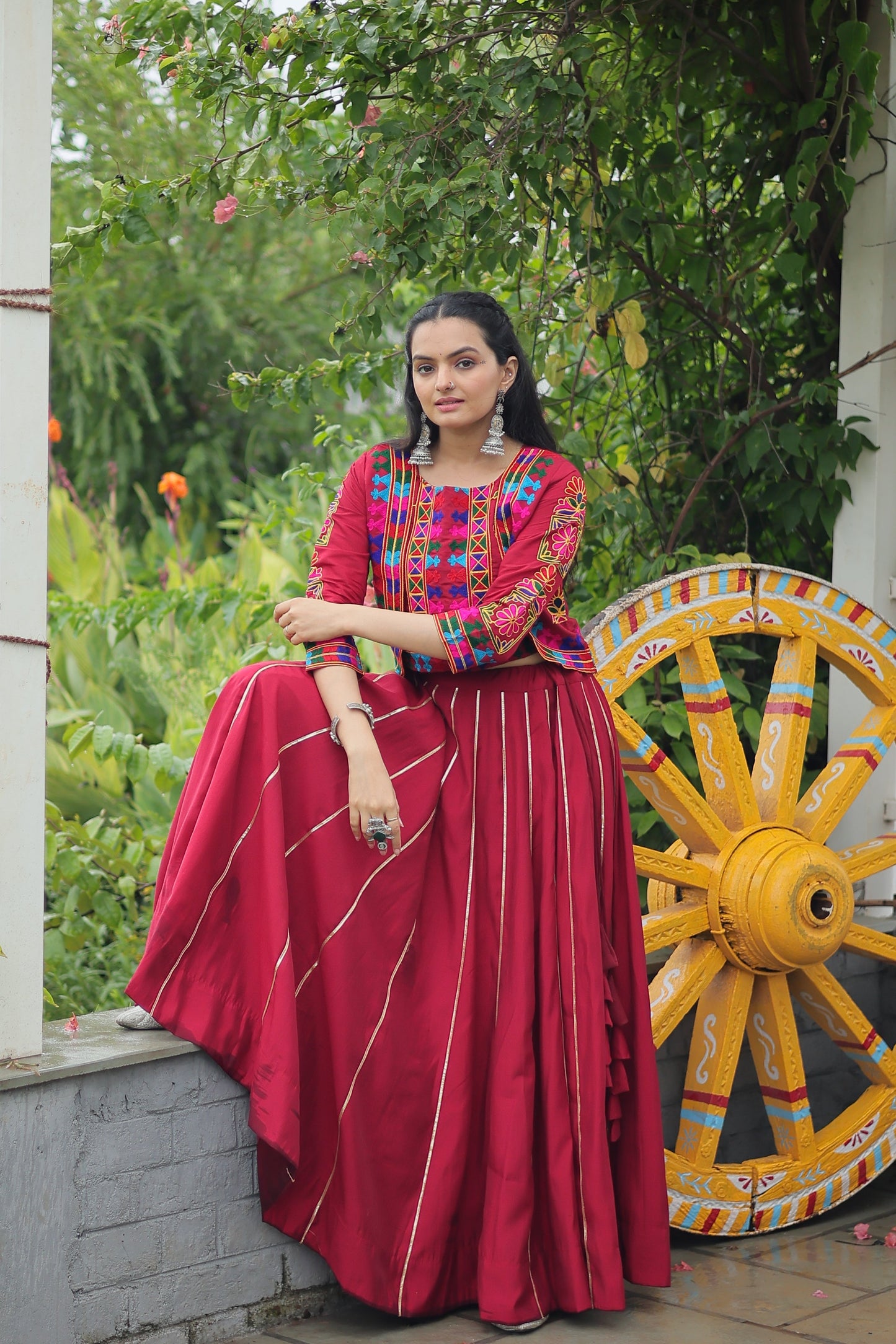 TILTON NAVRATRI SPECIAL GAMTHI EMNBROIDERED LEHENGA CHOLI WITH KOTI