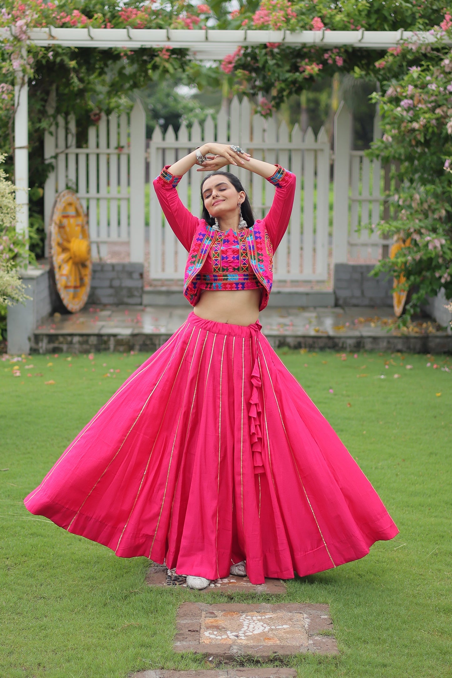 TILTON NAVRATRI SPECIAL GAMTHI EMNBROIDERED LEHENGA CHOLI WITH KOTI