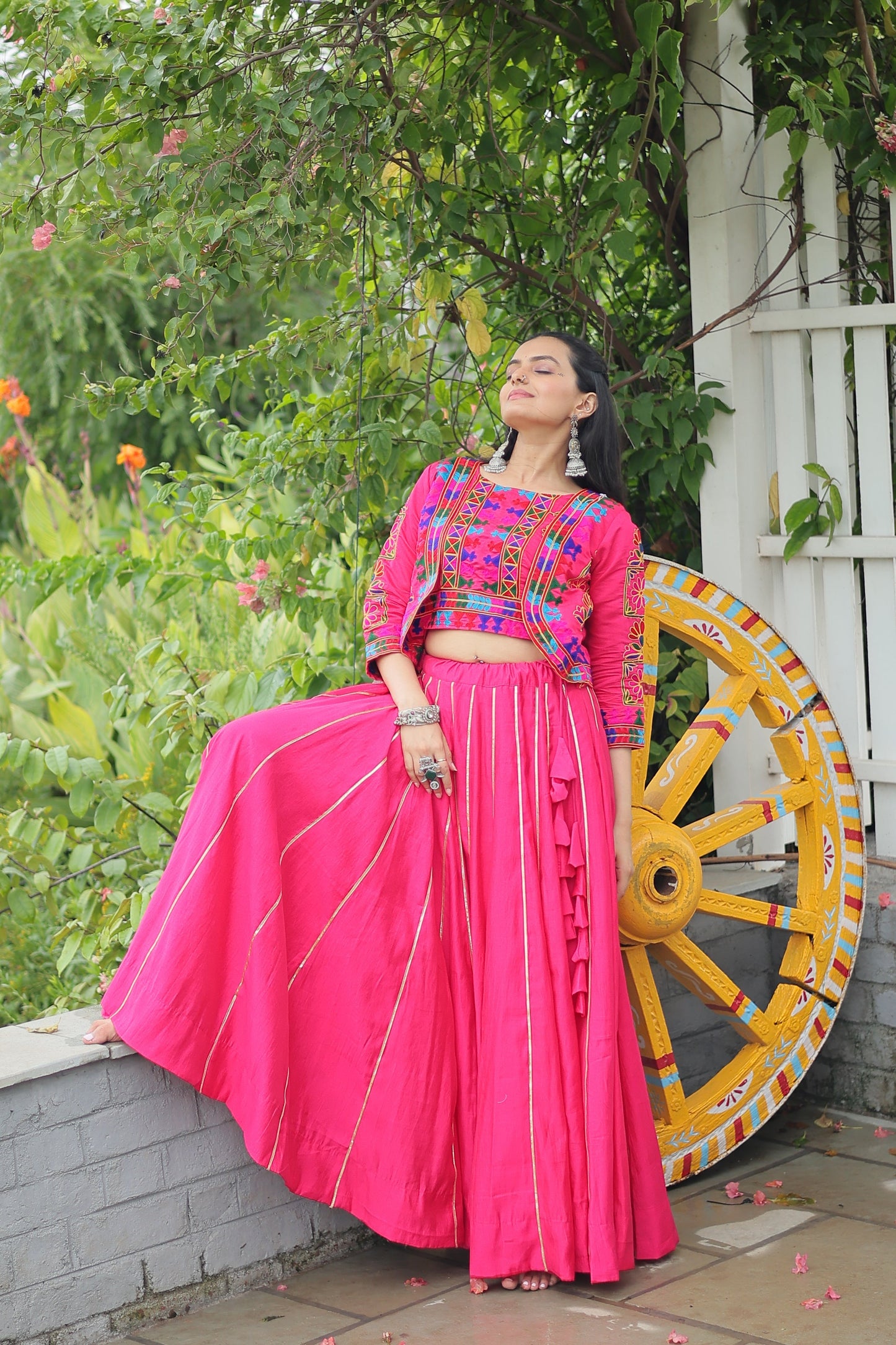 TILTON NAVRATRI SPECIAL GAMTHI EMNBROIDERED LEHENGA CHOLI WITH KOTI