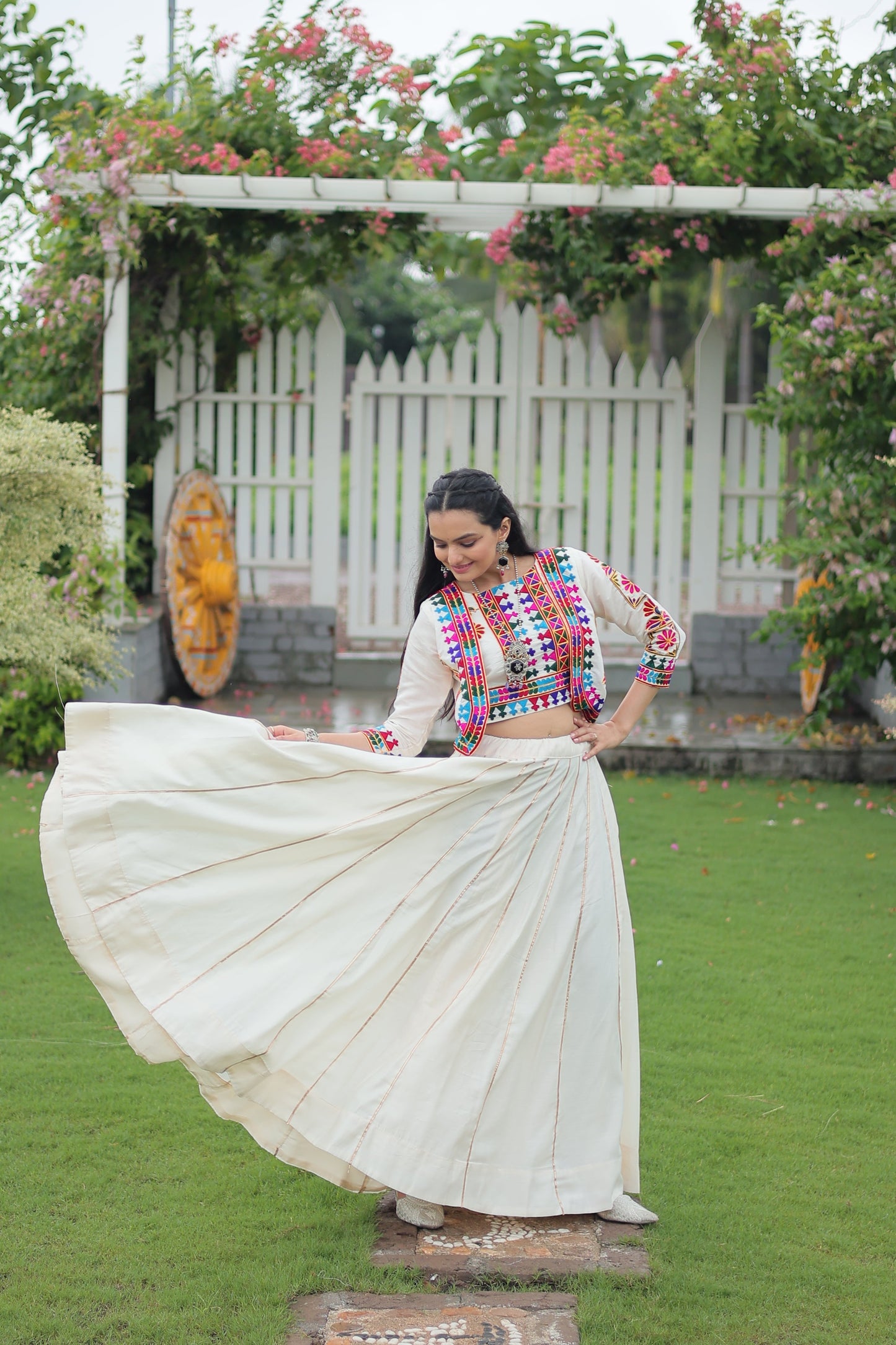 TILTON NAVRATRI SPECIAL GAMTHI EMNBROIDERED LEHENGA CHOLI WITH KOTI