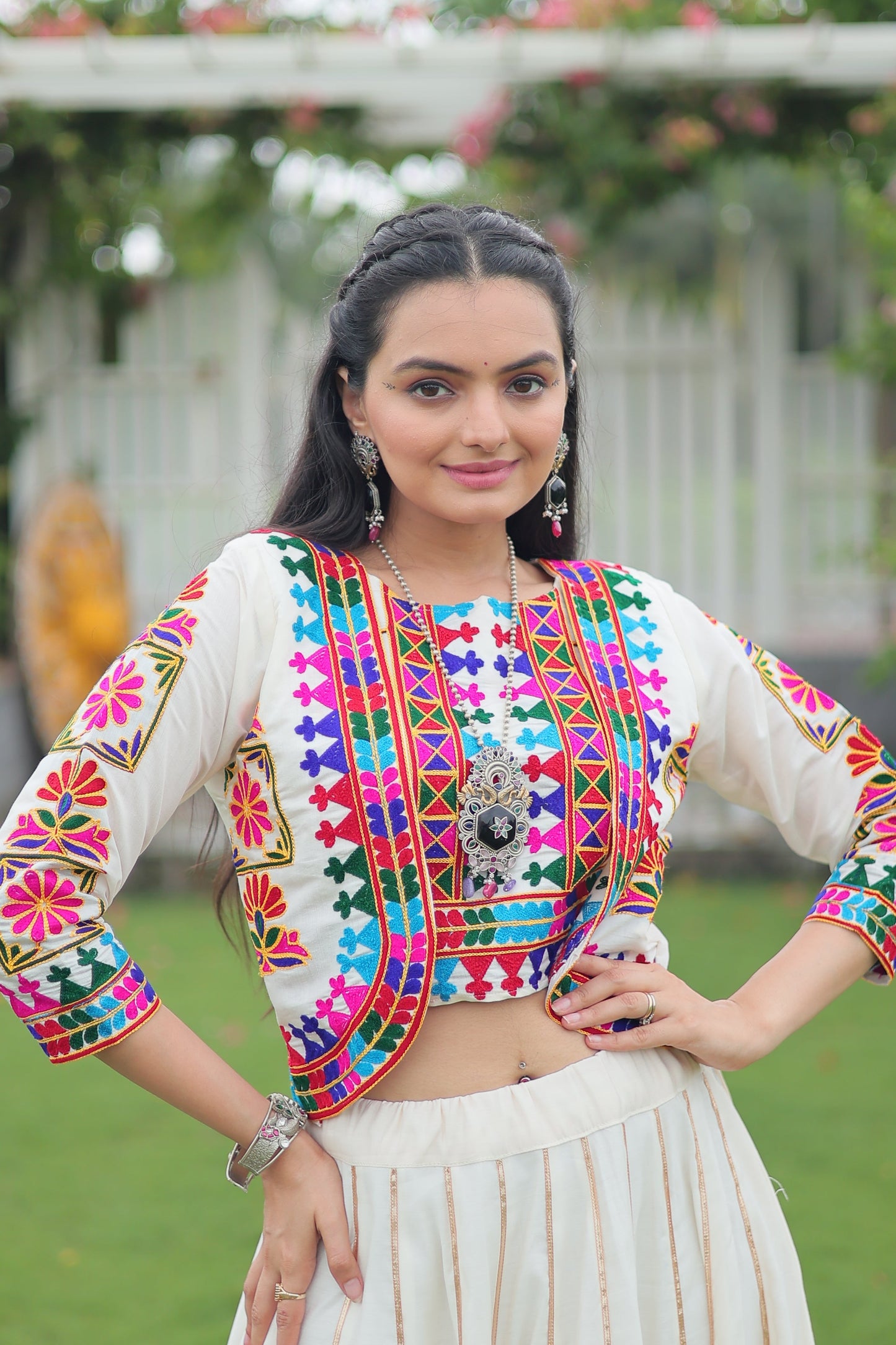 TILTON NAVRATRI SPECIAL GAMTHI EMNBROIDERED LEHENGA CHOLI WITH KOTI