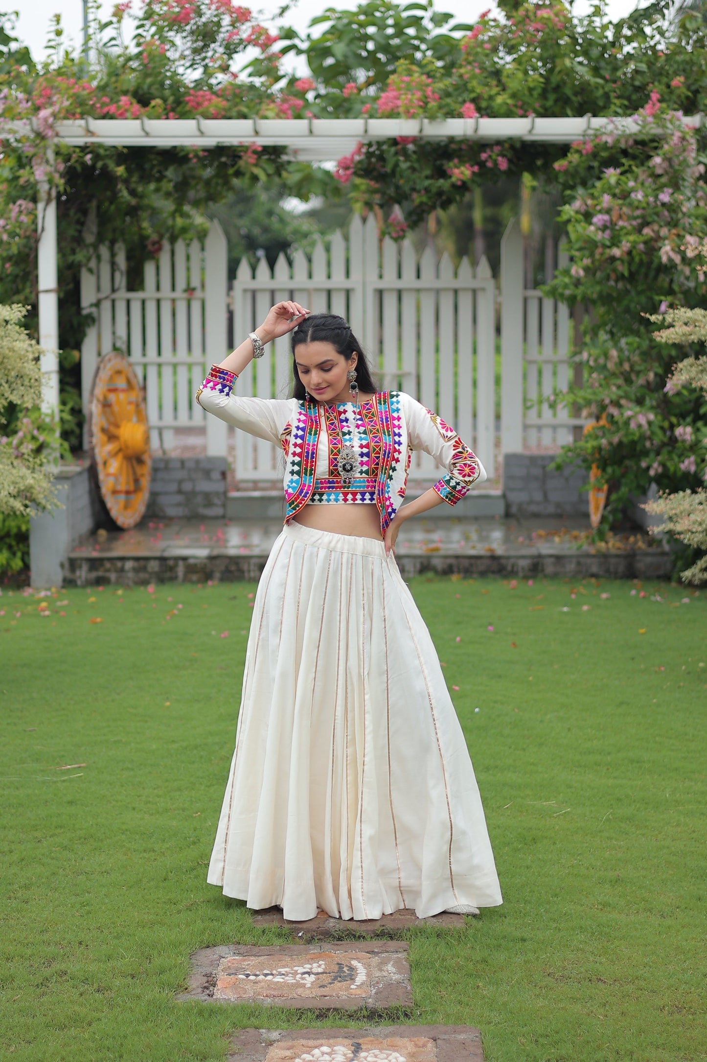 TILTON NAVRATRI SPECIAL GAMTHI EMNBROIDERED LEHENGA CHOLI WITH KOTI
