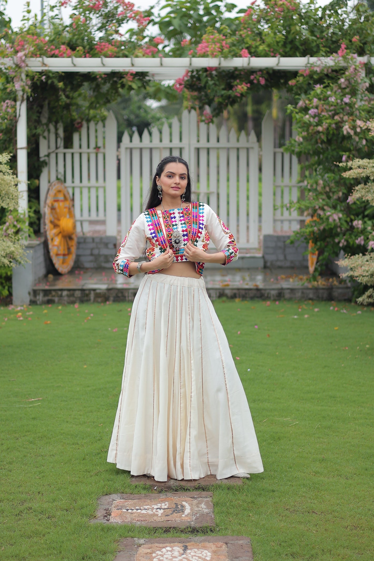 TILTON NAVRATRI SPECIAL GAMTHI EMNBROIDERED LEHENGA CHOLI WITH KOTI