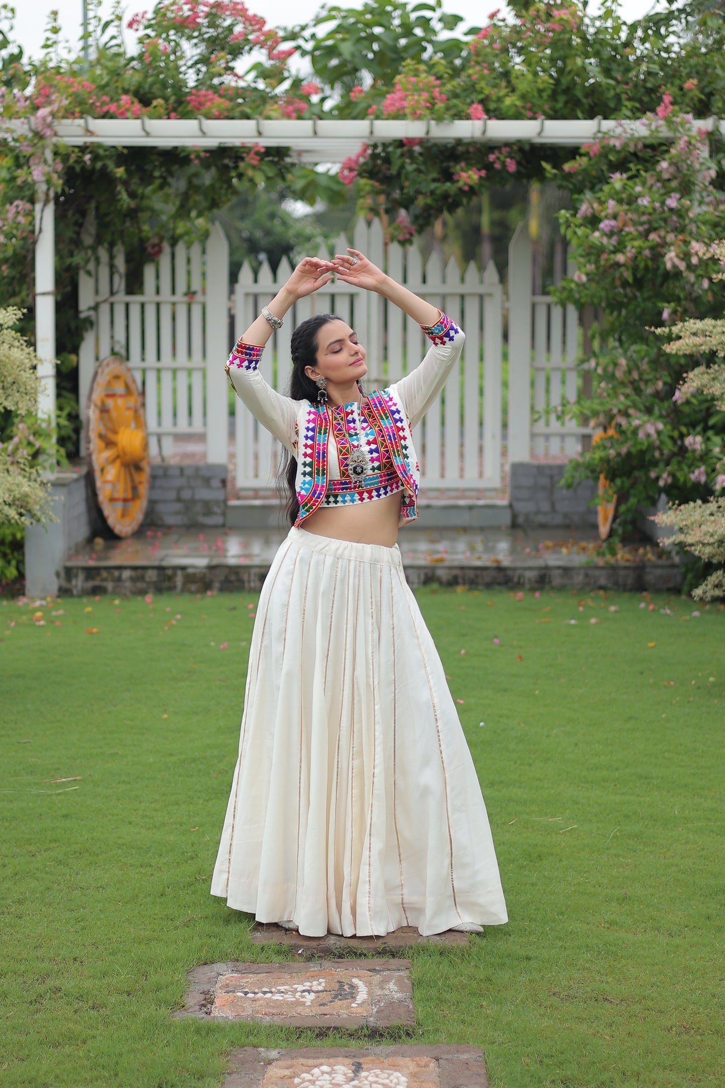 TILTON NAVRATRI SPECIAL GAMTHI EMNBROIDERED LEHENGA CHOLI WITH KOTI