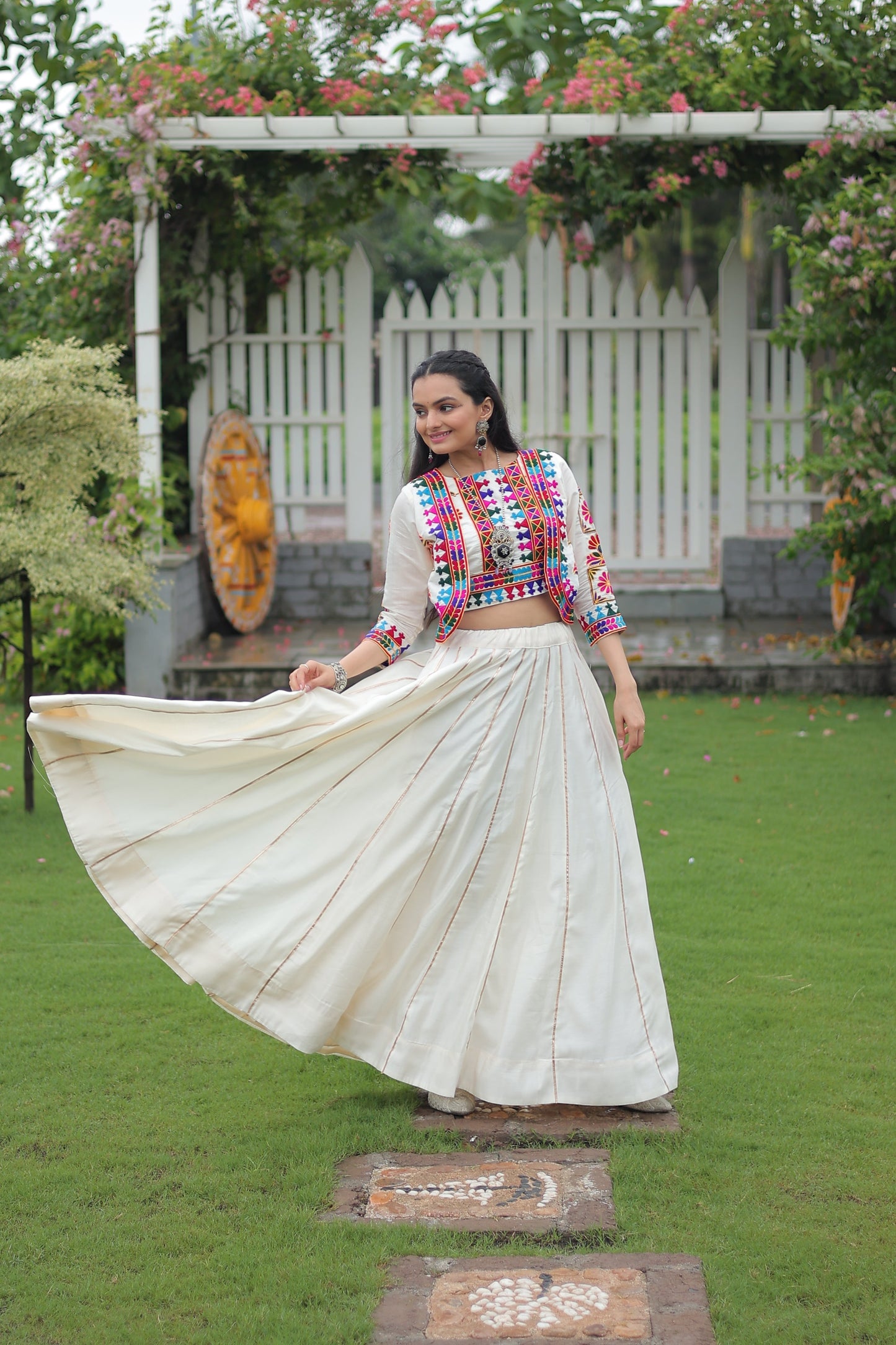 TILTON NAVRATRI SPECIAL GAMTHI EMNBROIDERED LEHENGA CHOLI WITH KOTI