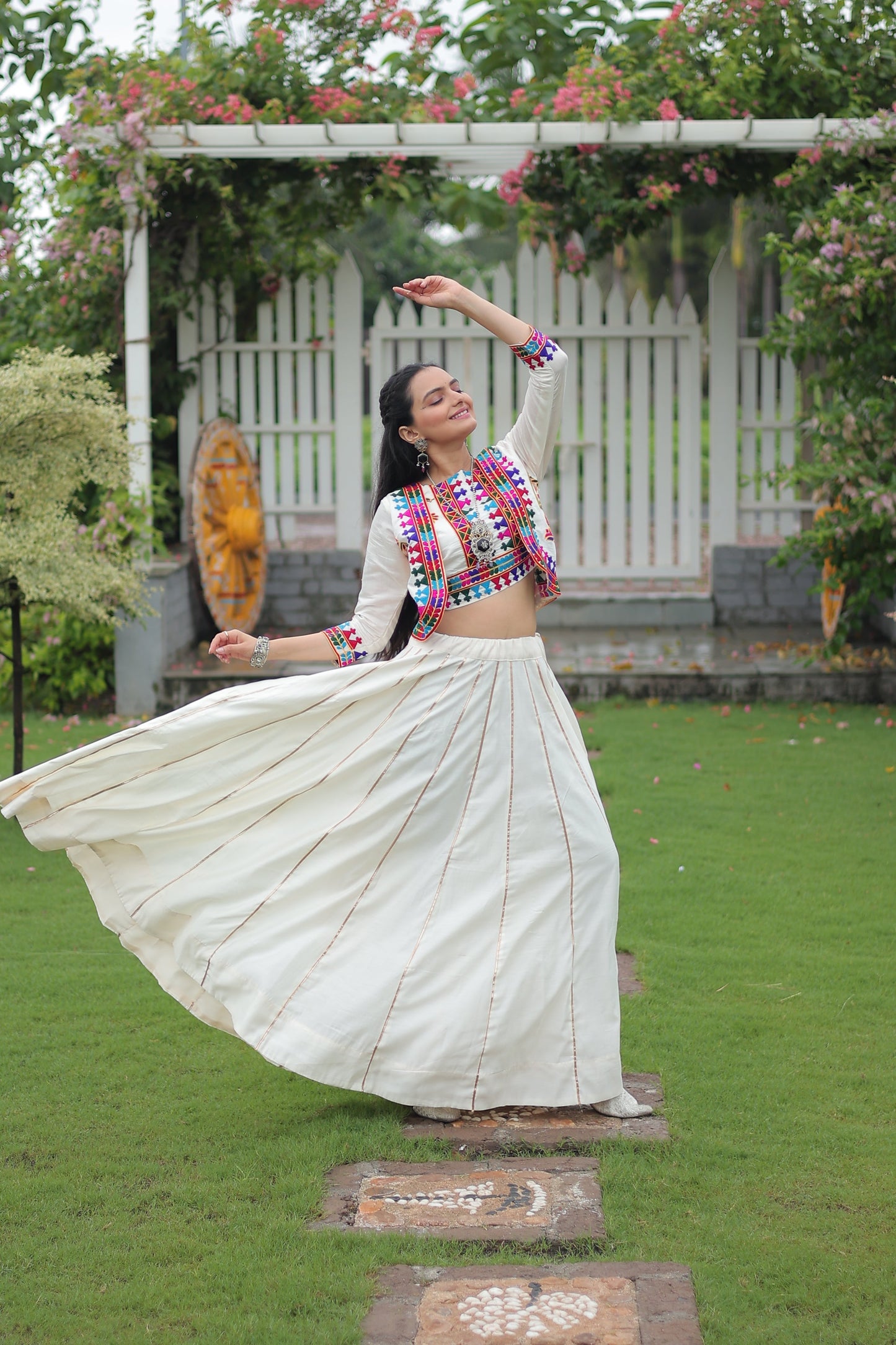 TILTON NAVRATRI SPECIAL GAMTHI EMNBROIDERED LEHENGA CHOLI WITH KOTI