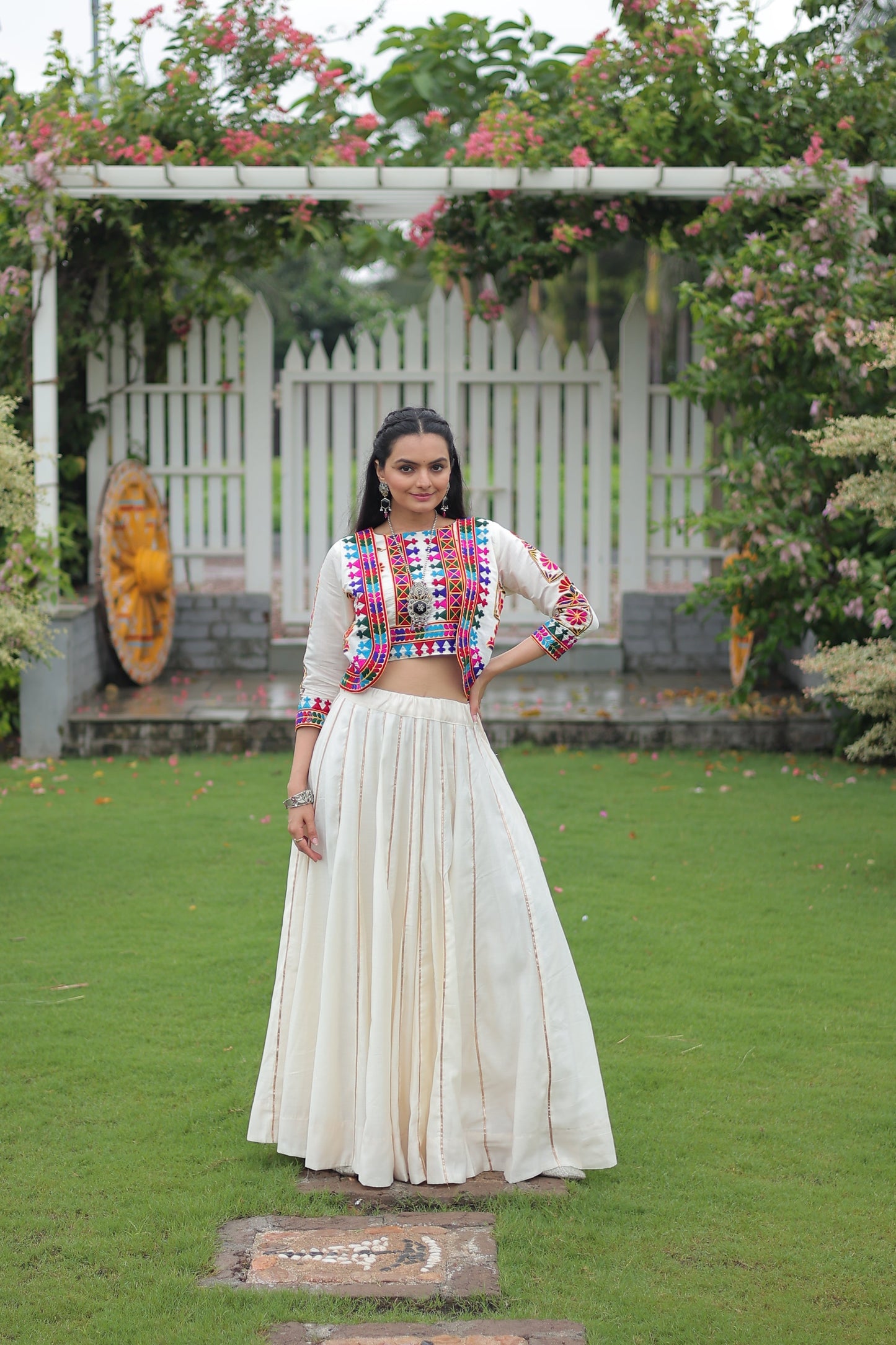 TILTON NAVRATRI SPECIAL GAMTHI EMNBROIDERED LEHENGA CHOLI WITH KOTI