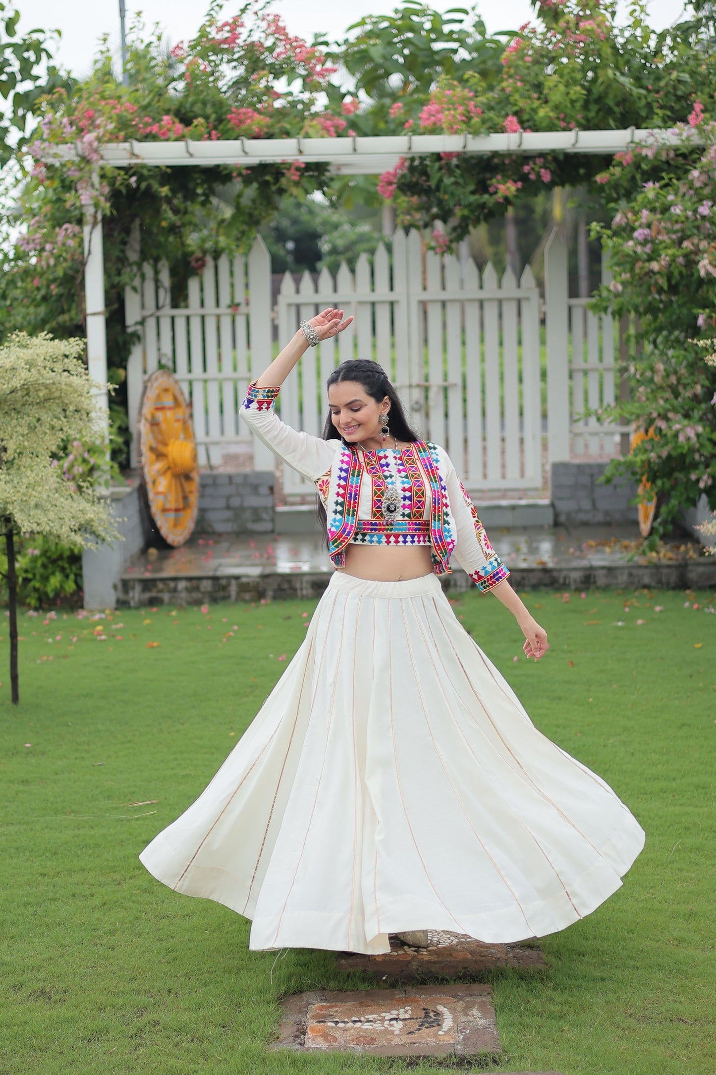 TILTON NAVRATRI SPECIAL GAMTHI EMNBROIDERED LEHENGA CHOLI WITH KOTI
