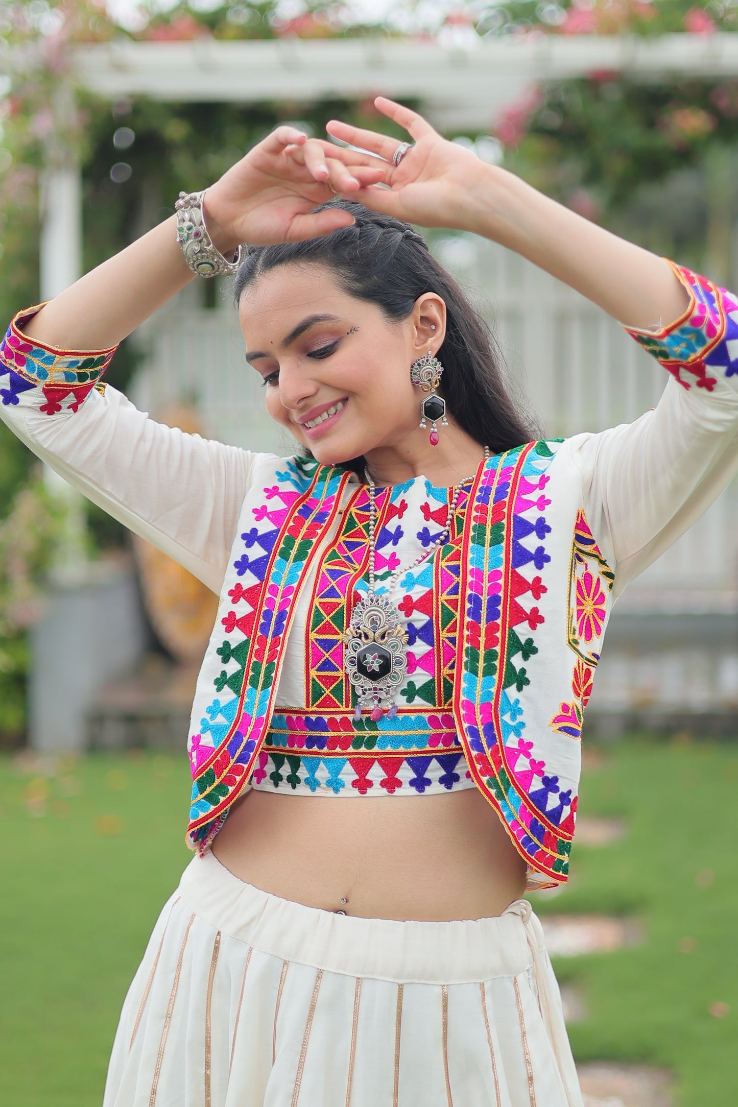 TILTON NAVRATRI SPECIAL GAMTHI EMNBROIDERED LEHENGA CHOLI WITH KOTI