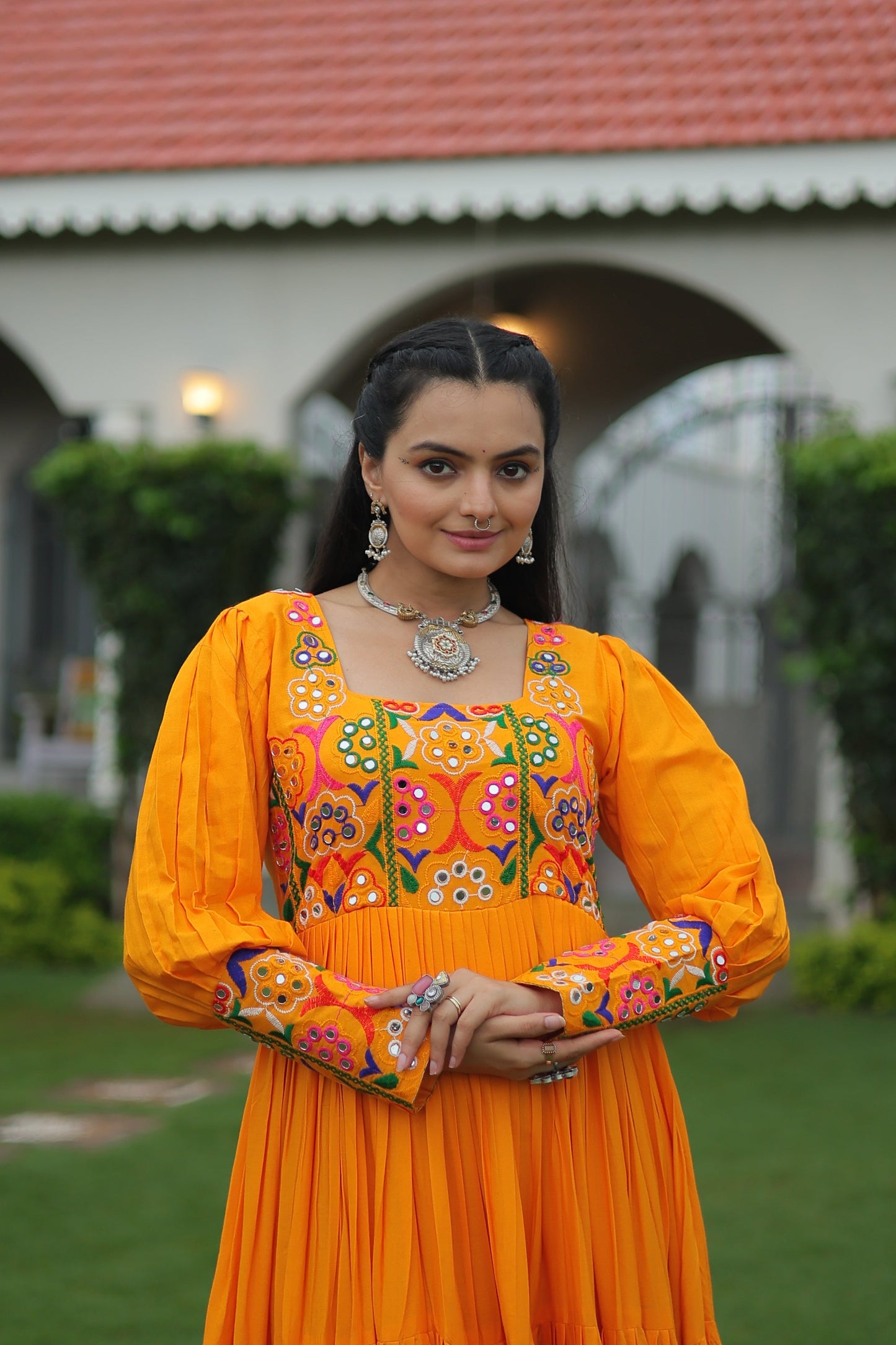 TILTON NAVRATRI SPECIAL GAMTHI KUTCHI WORK RAYON GOWN