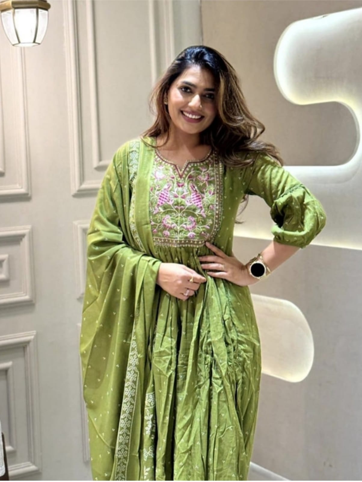 LIME LOTUS COTTON MAXI SET