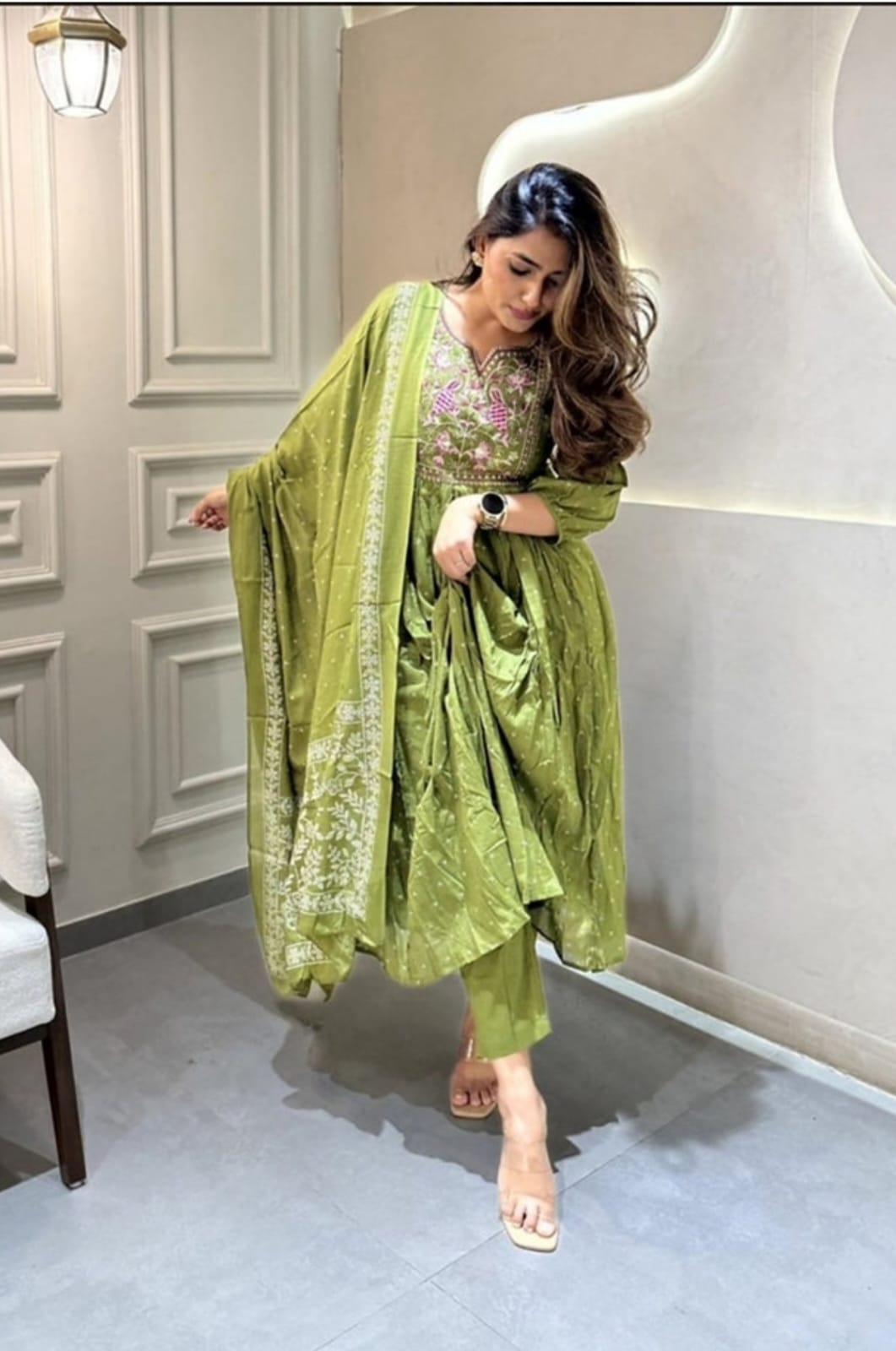 LIME LOTUS COTTON MAXI SET