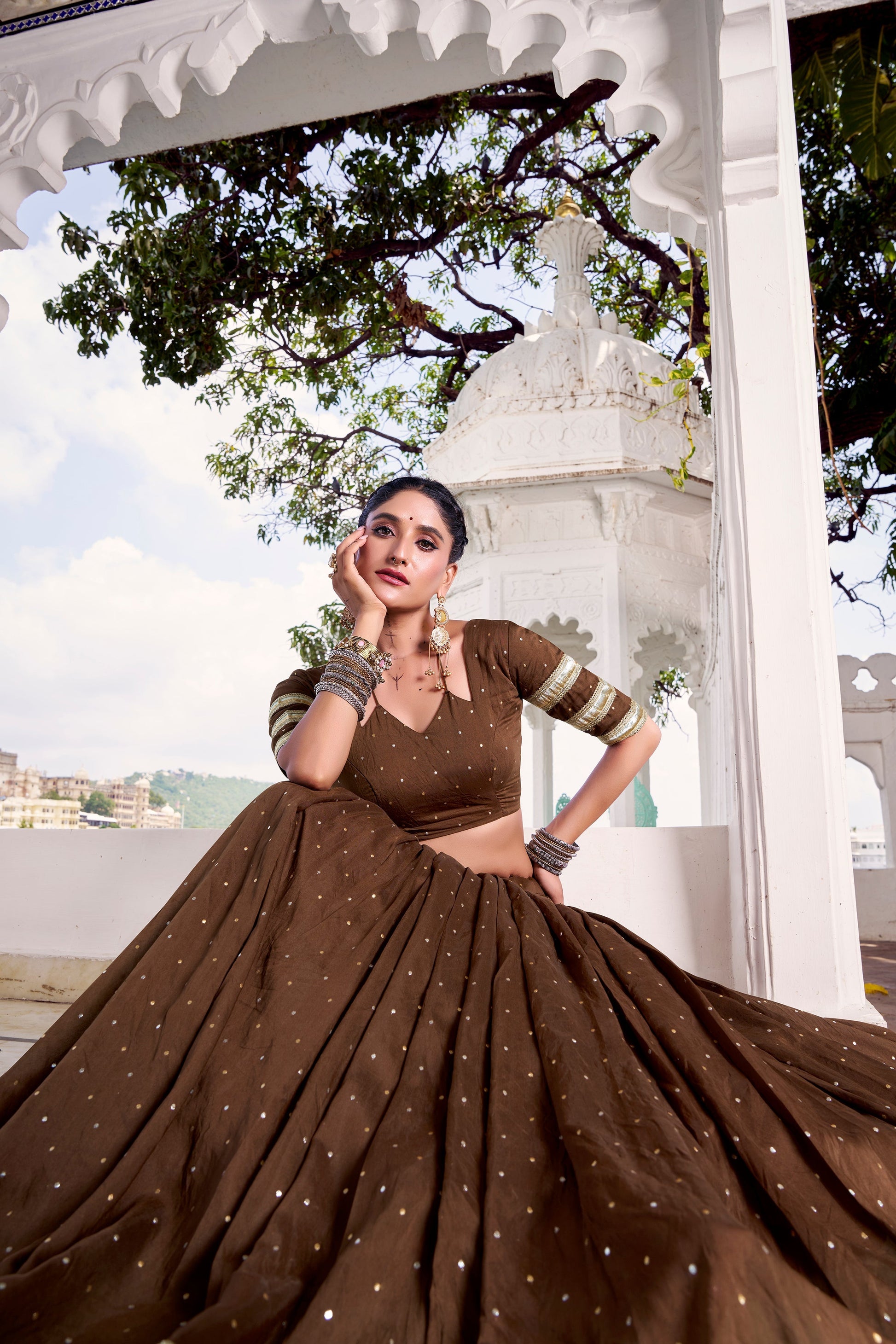 TILTON NAVRATRI SPECIAL PURE CHANDERI ZARI WEAVING LEHENGA CHOLI WITH DUPATTA