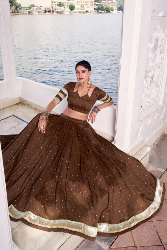 TILTON NAVRATRI SPECIAL PURE CHANDERI ZARI WEAVING LEHENGA CHOLI WITH DUPATTA