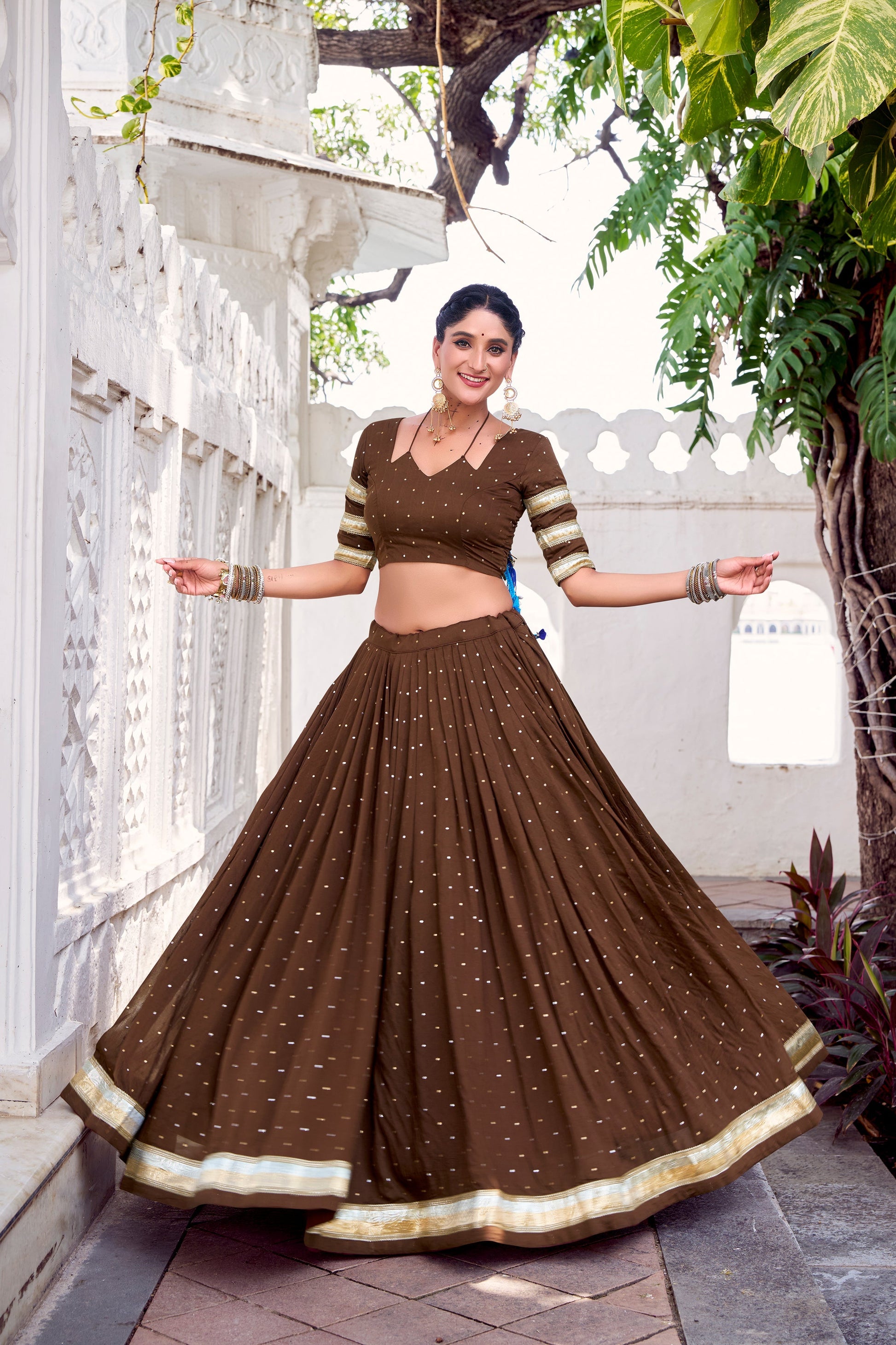 TILTON NAVRATRI SPECIAL PURE CHANDERI ZARI WEAVING LEHENGA CHOLI WITH DUPATTA