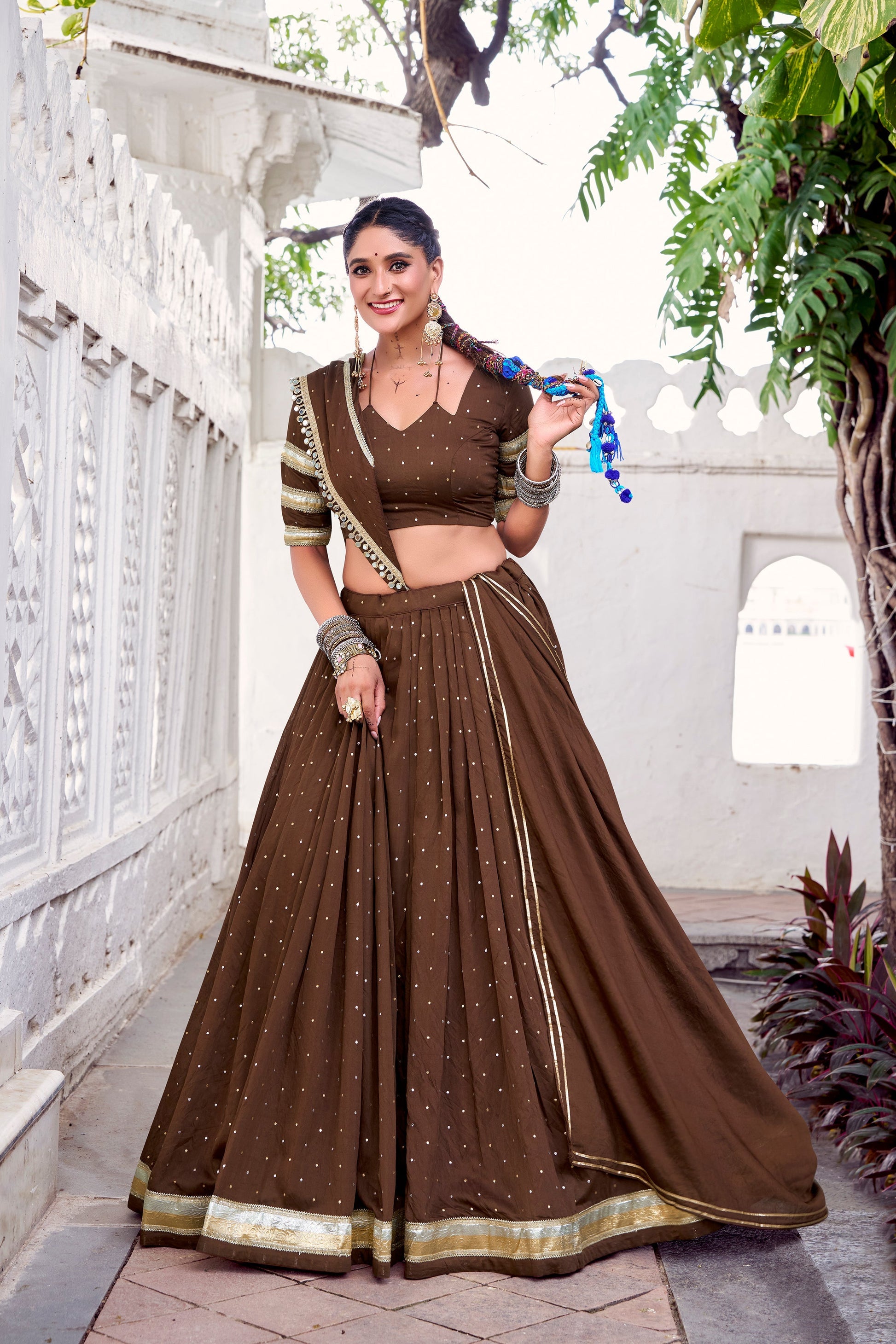 TILTON NAVRATRI SPECIAL PURE CHANDERI ZARI WEAVING LEHENGA CHOLI WITH DUPATTA
