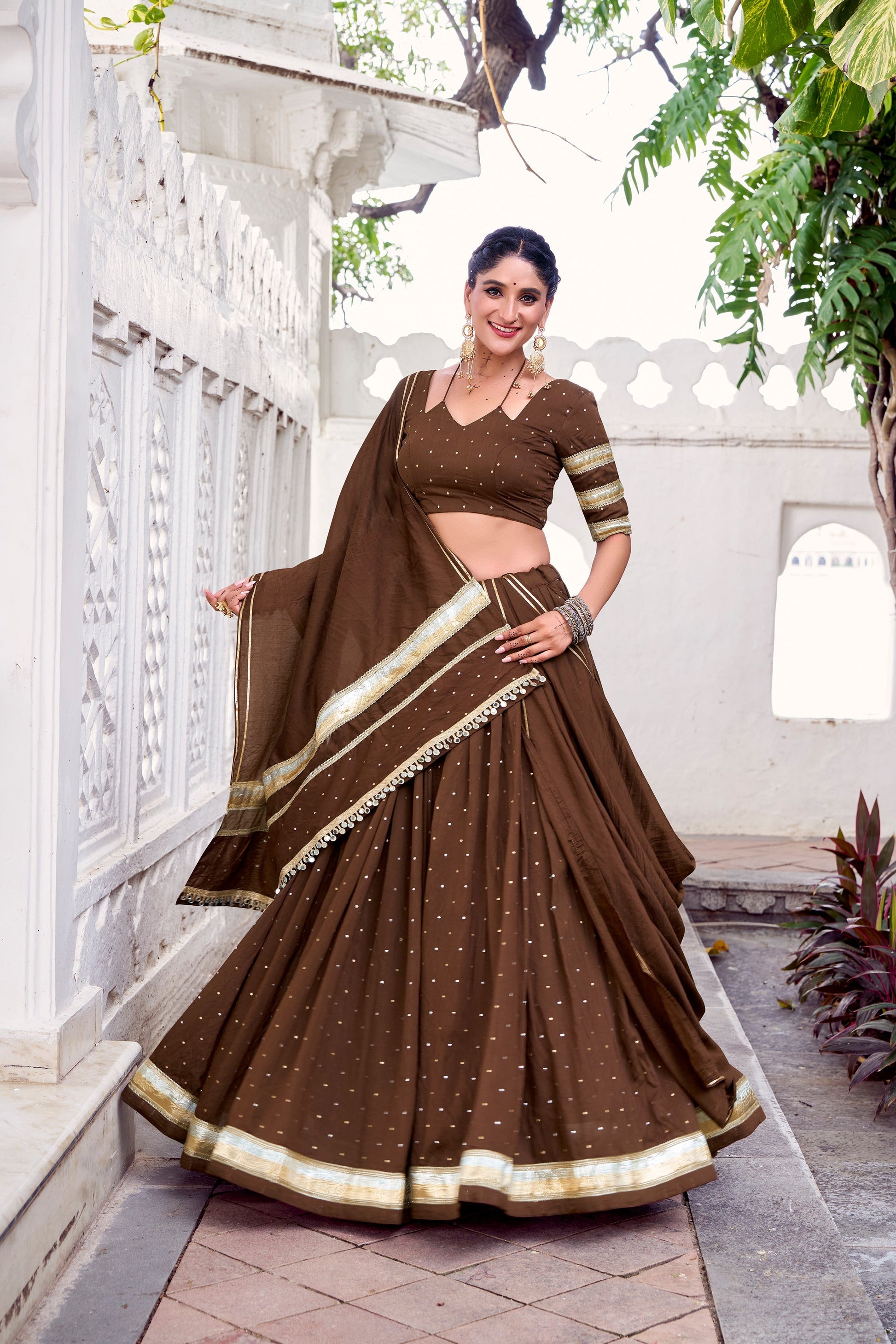 TILTON NAVRATRI SPECIAL PURE CHANDERI ZARI WEAVING LEHENGA CHOLI WITH DUPATTA