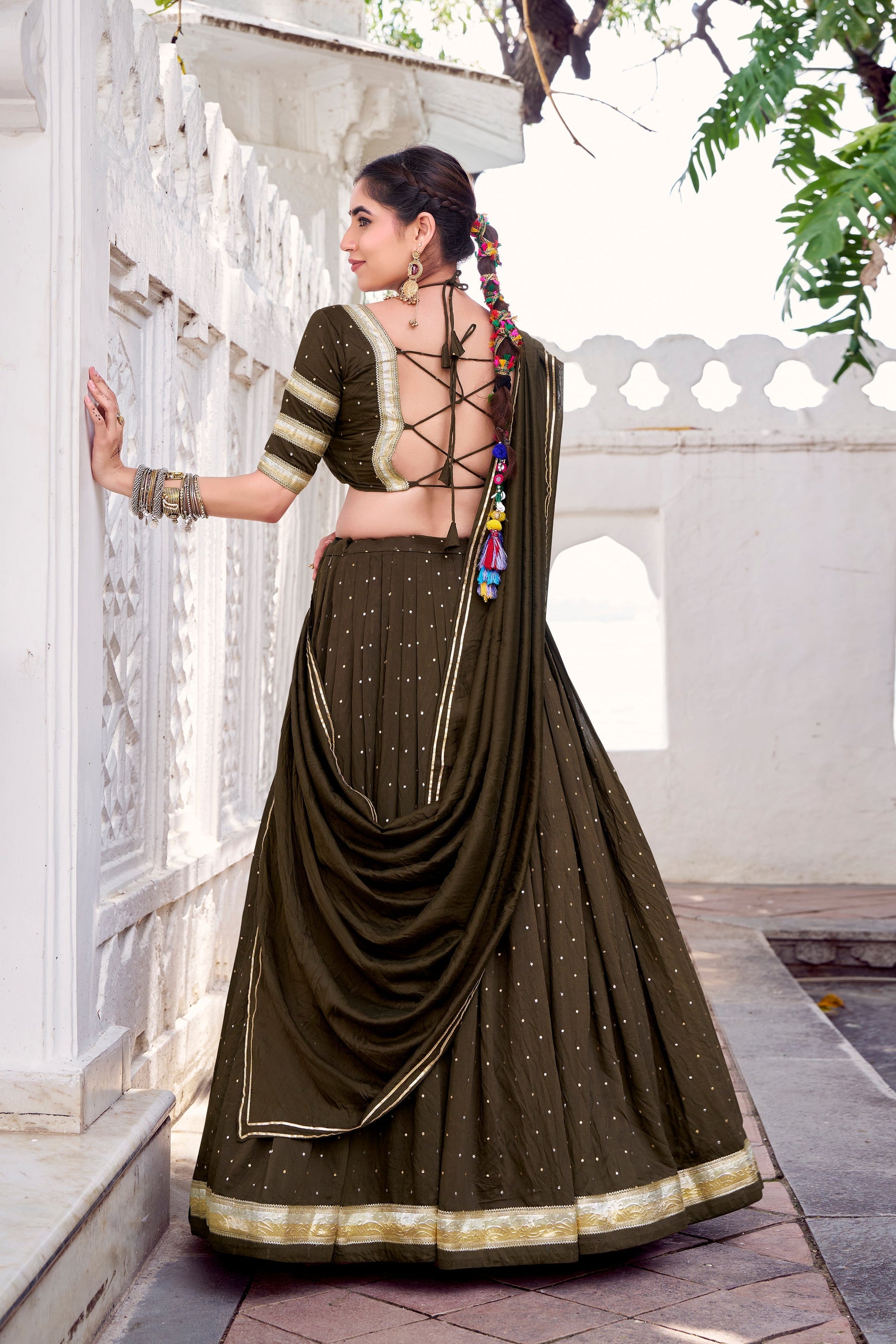 TILTON NAVRATRI SPECIAL PURE CHANDERI ZARI WEAVING LEHENGA CHOLI WITH DUPATTA