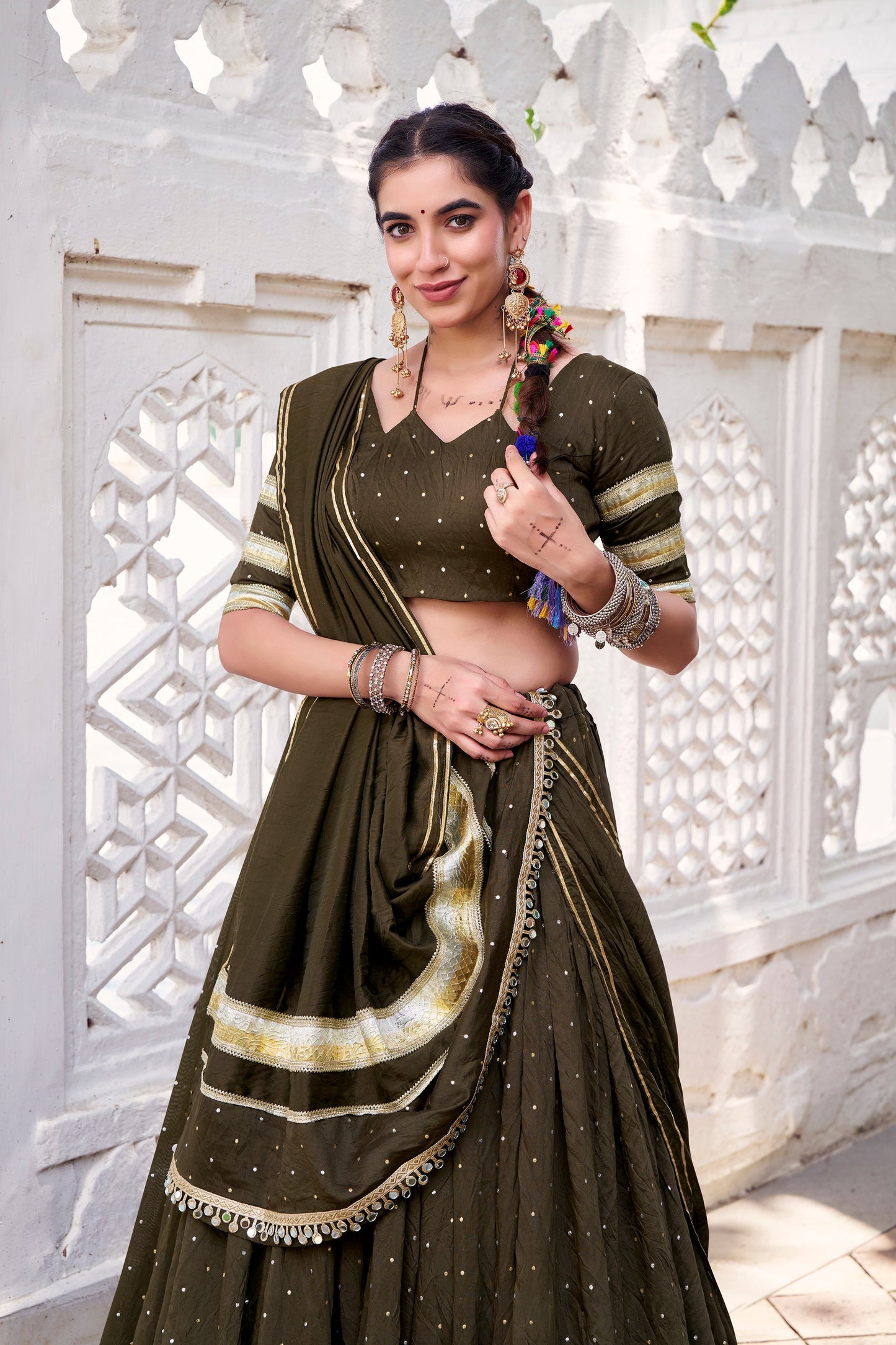 TILTON NAVRATRI SPECIAL PURE CHANDERI ZARI WEAVING LEHENGA CHOLI WITH DUPATTA