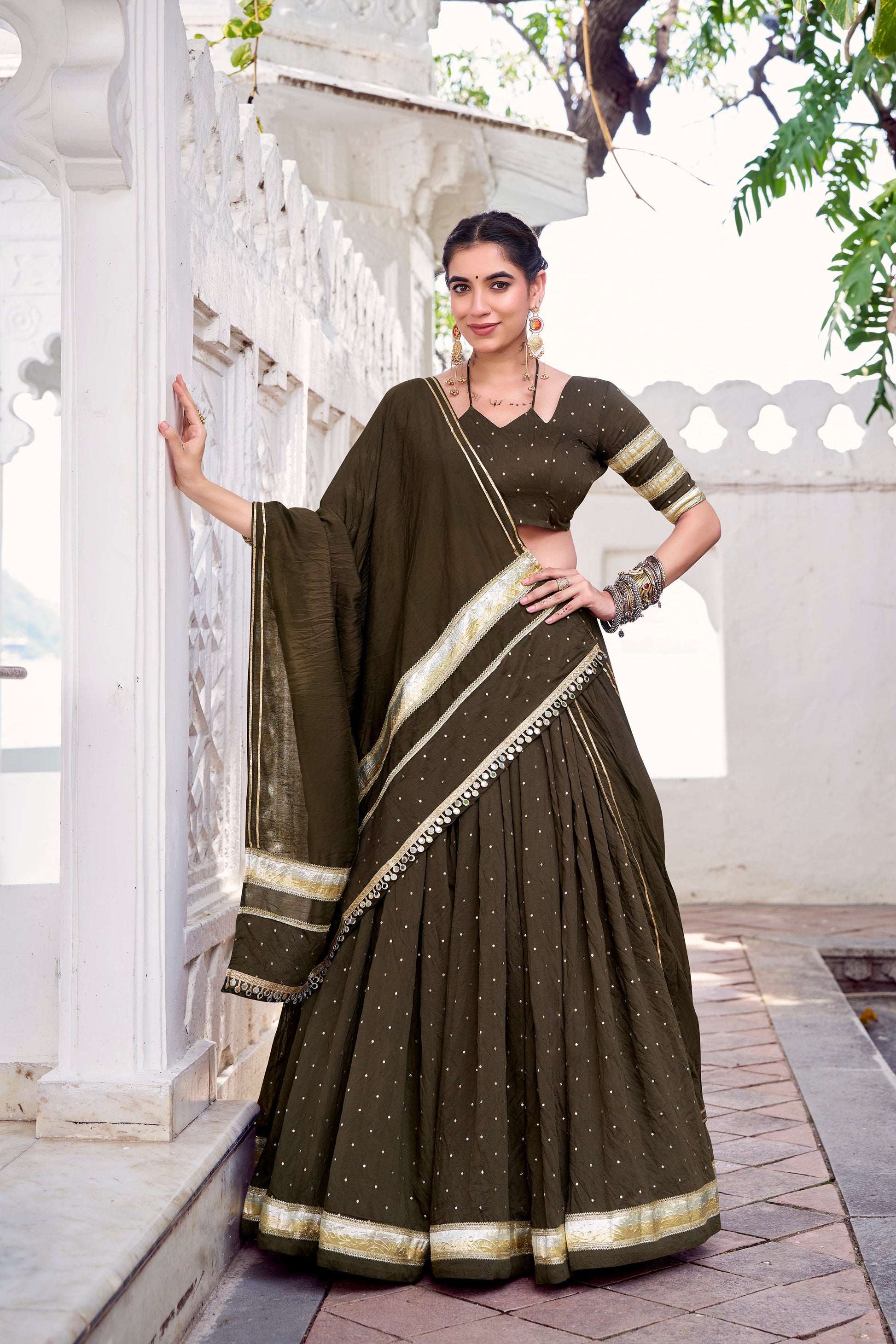 TILTON NAVRATRI SPECIAL PURE CHANDERI ZARI WEAVING LEHENGA CHOLI WITH DUPATTA