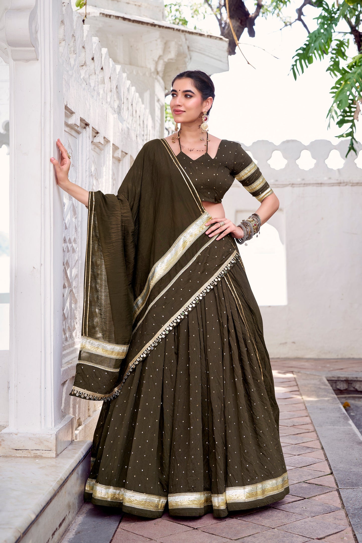 TILTON NAVRATRI SPECIAL PURE CHANDERI ZARI WEAVING LEHENGA CHOLI WITH DUPATTA