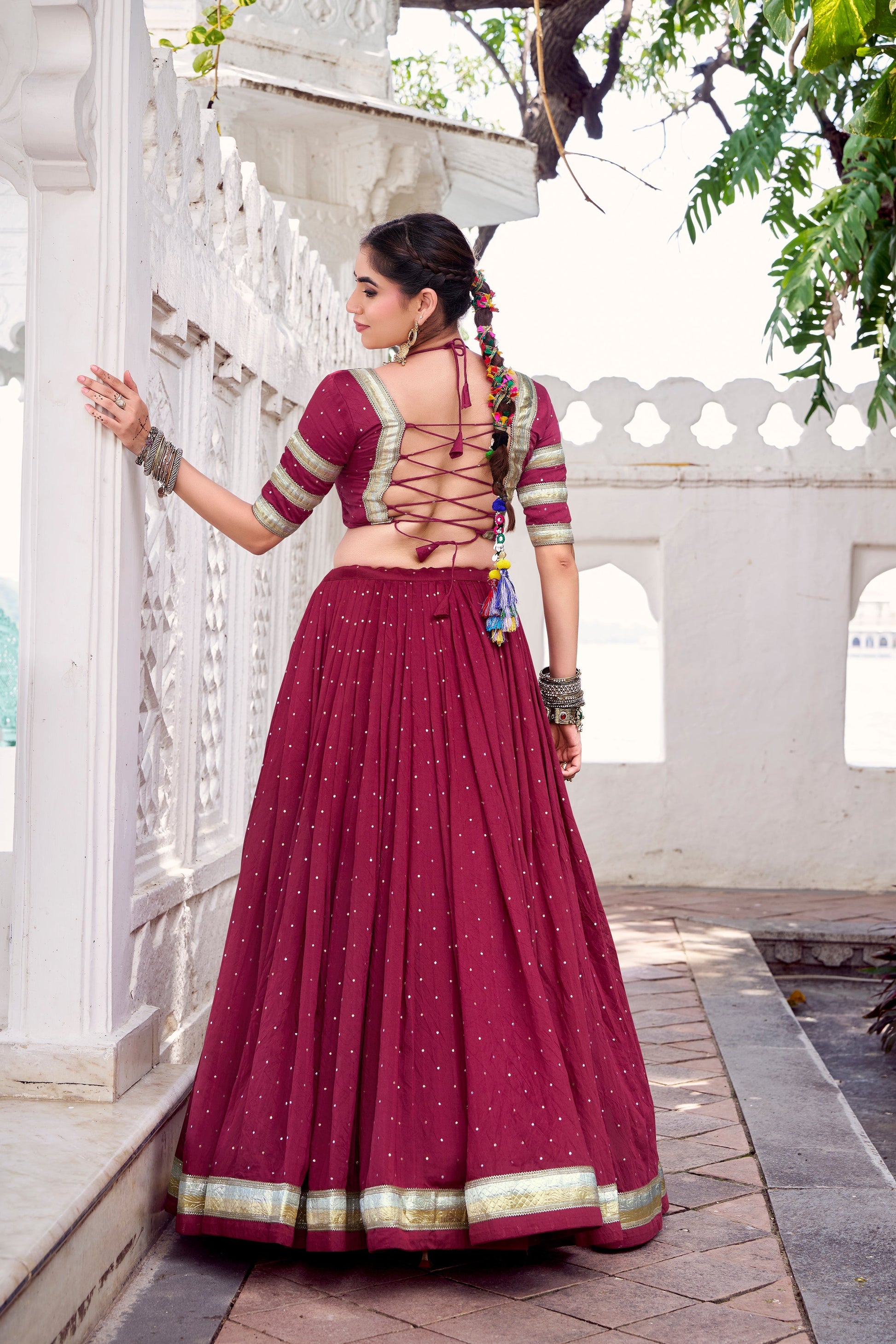 TILTON NAVRATRI SPECIAL PURE CHANDERI ZARI WEAVING LEHENGA CHOLI WITH DUPATTA