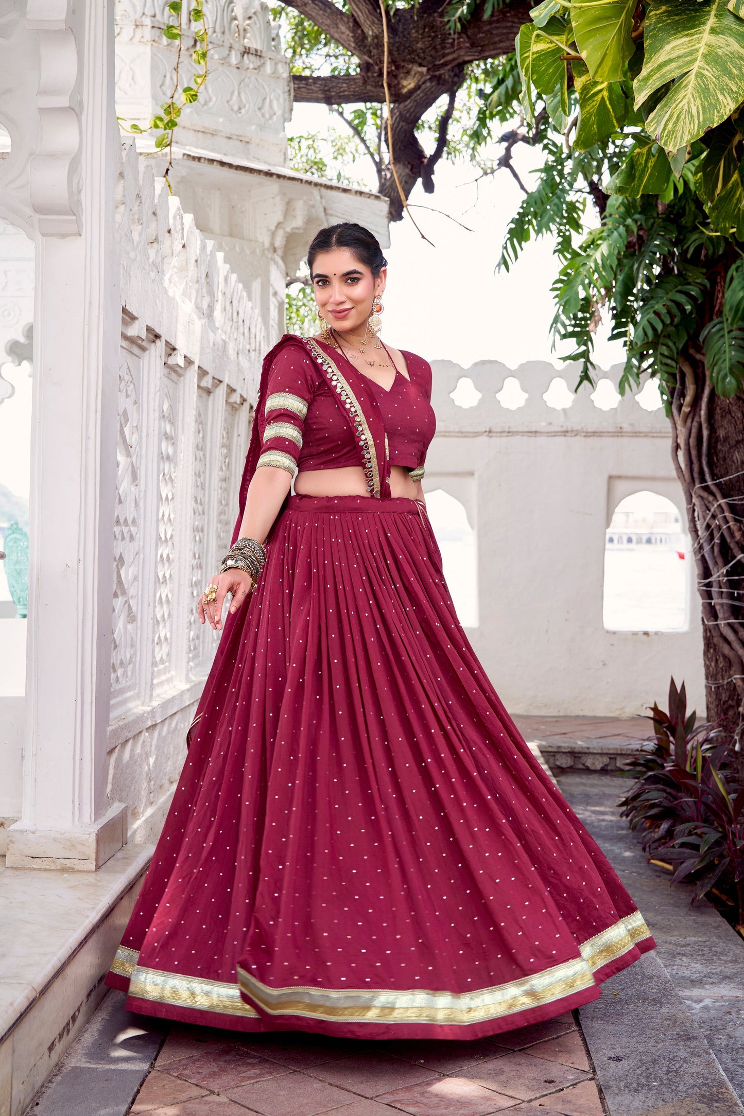 TILTON NAVRATRI SPECIAL PURE CHANDERI ZARI WEAVING LEHENGA CHOLI WITH DUPATTA