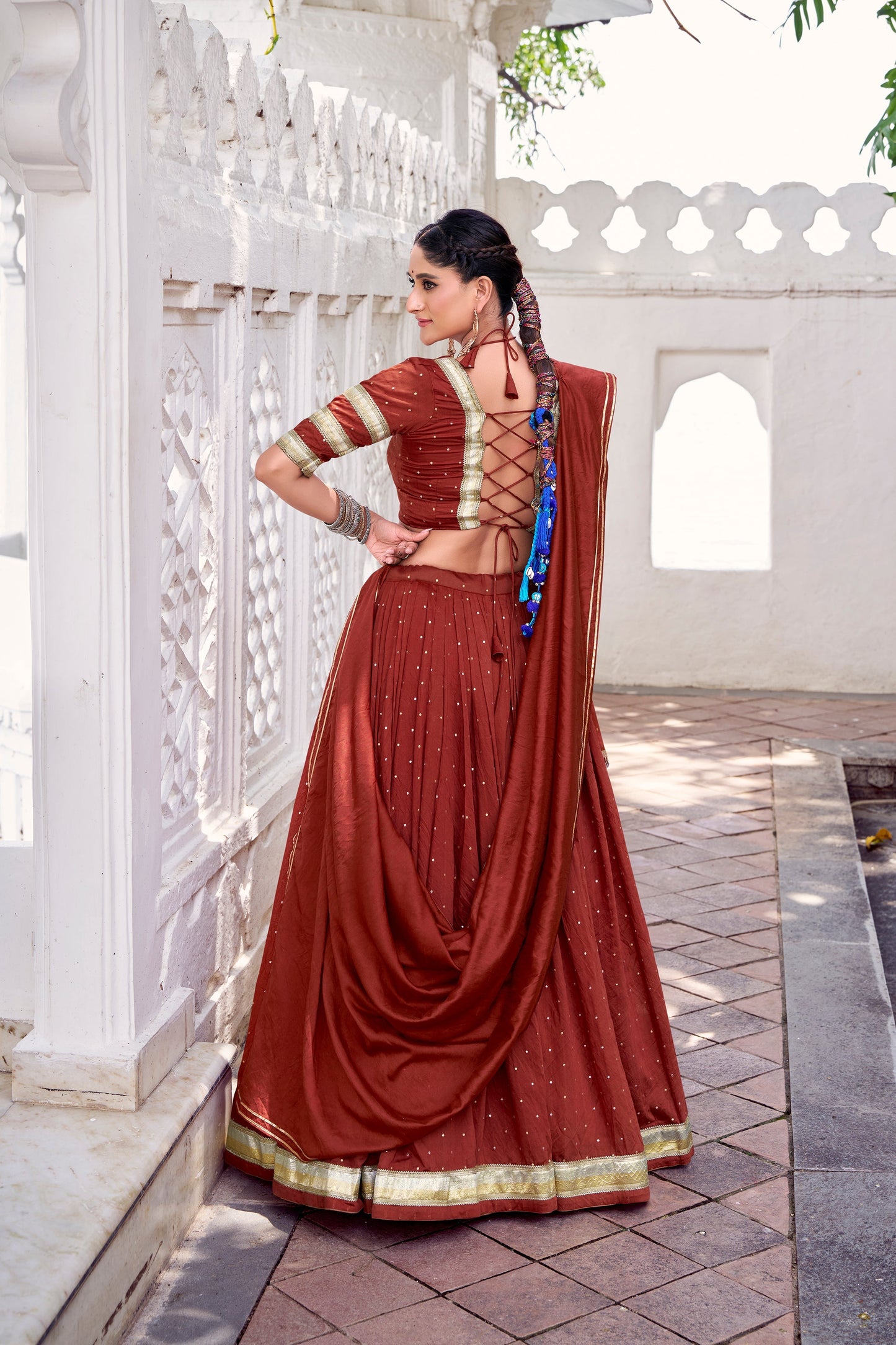 TILTON NAVRATRI SPECIAL PURE CHANDERI ZARI WEAVING LEHENGA CHOLI WITH DUPATTA