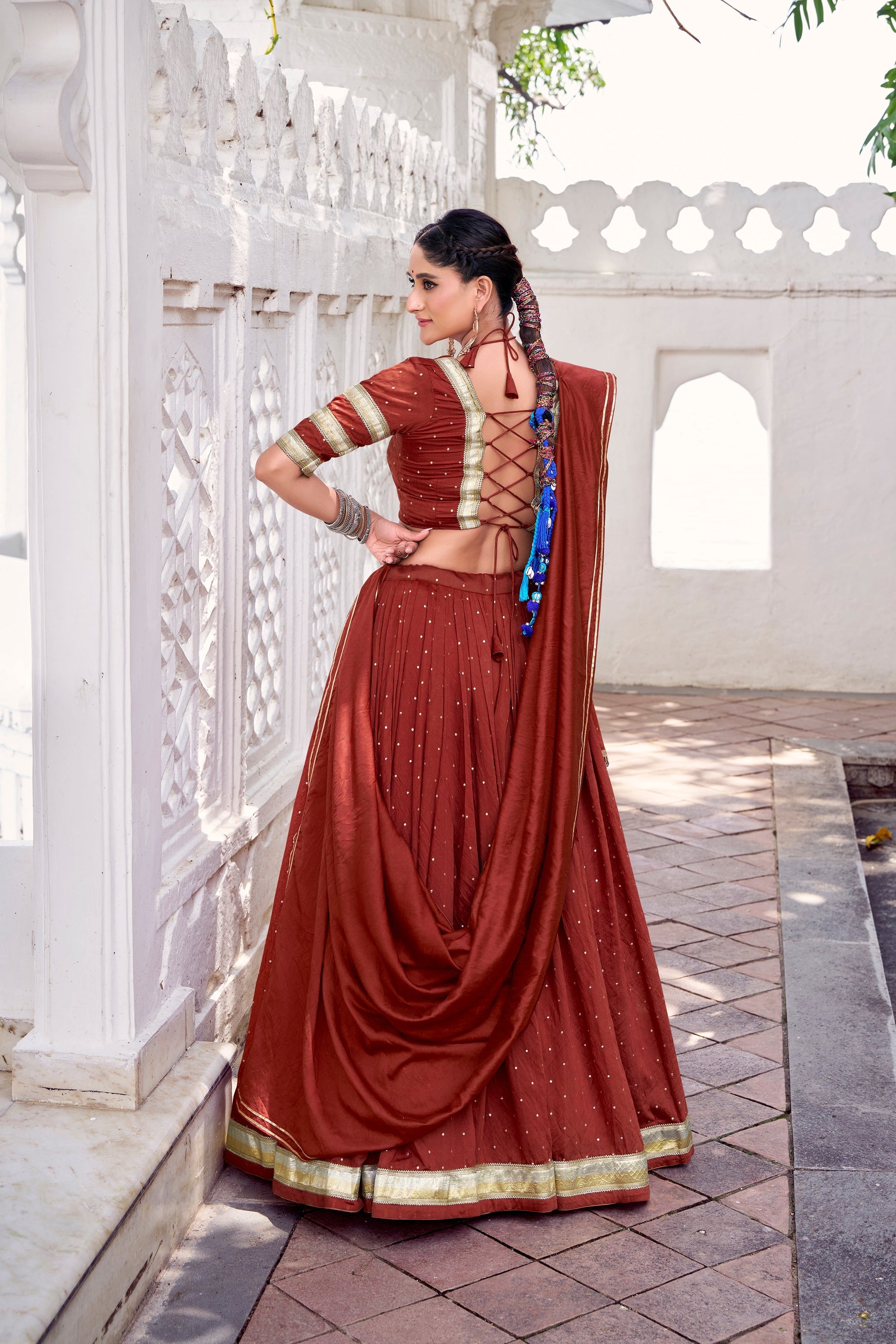 TILTON NAVRATRI SPECIAL PURE CHANDERI ZARI WEAVING LEHENGA CHOLI WITH DUPATTA