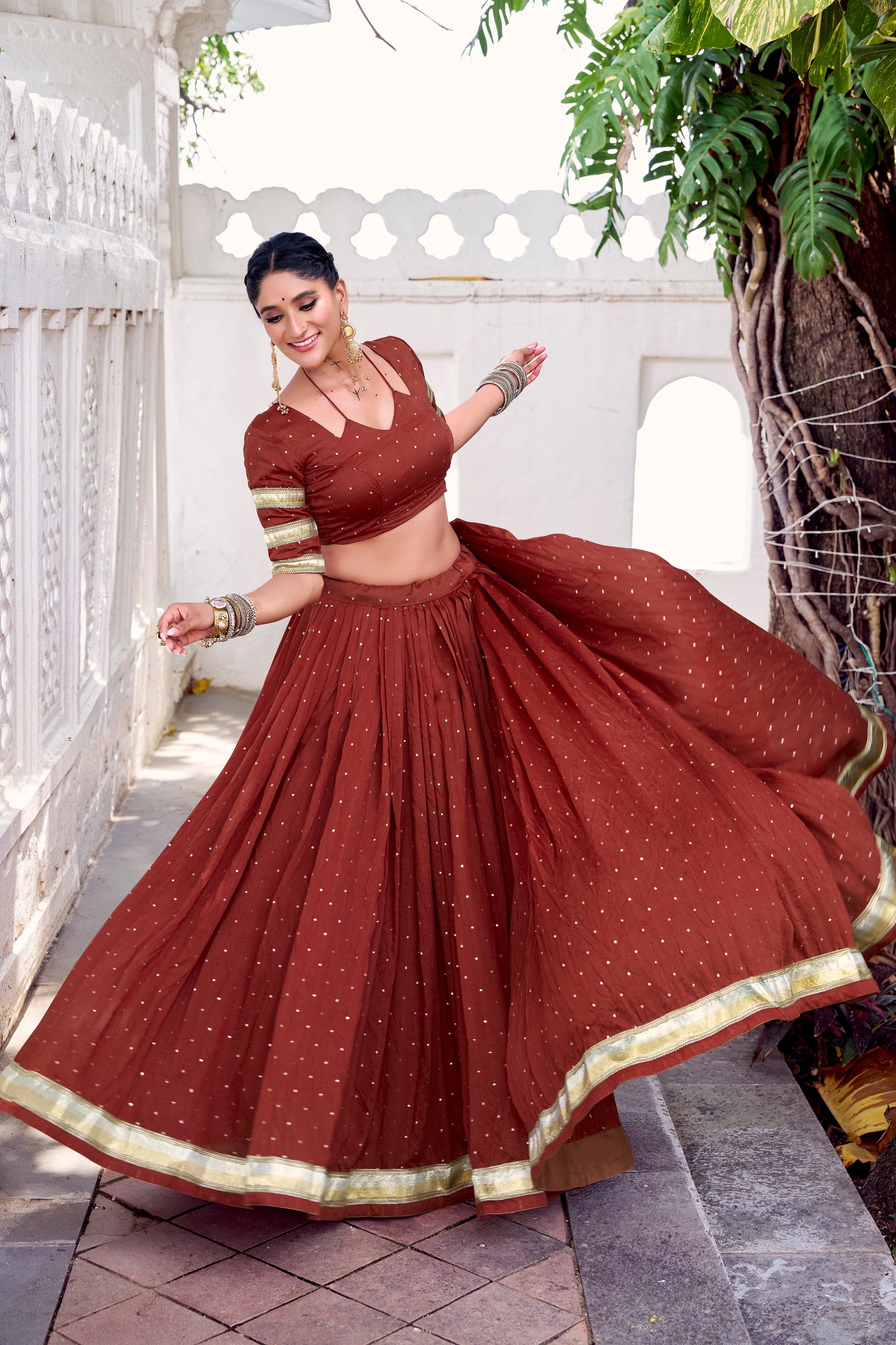 TILTON NAVRATRI SPECIAL PURE CHANDERI ZARI WEAVING LEHENGA CHOLI WITH DUPATTA