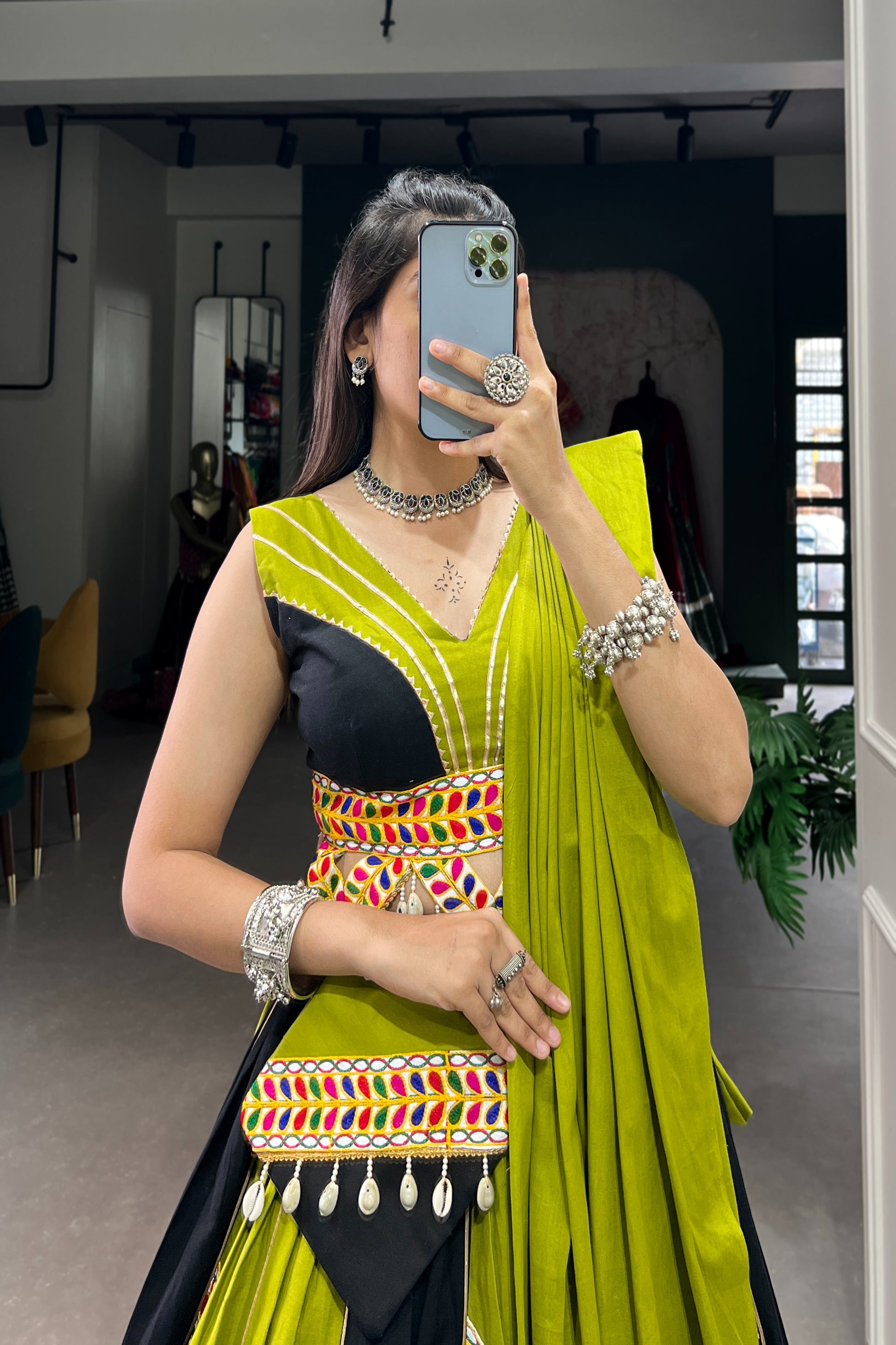TILTON NAVRATRI SPECIAL PURE COTTON GAMTHI WORK LEHENGA CHOLI WITH DUPATTA