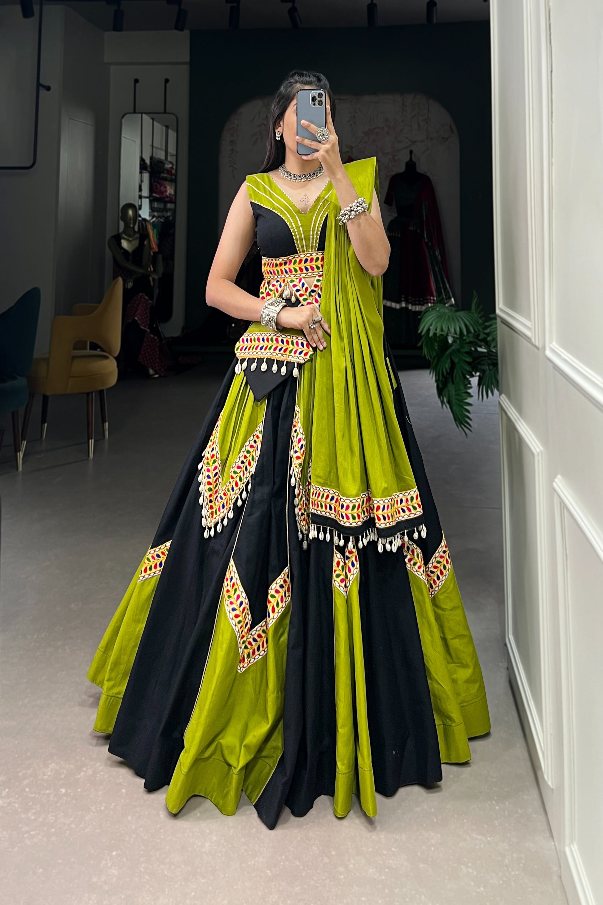TILTON NAVRATRI SPECIAL PURE COTTON GAMTHI WORK LEHENGA CHOLI WITH DUPATTA