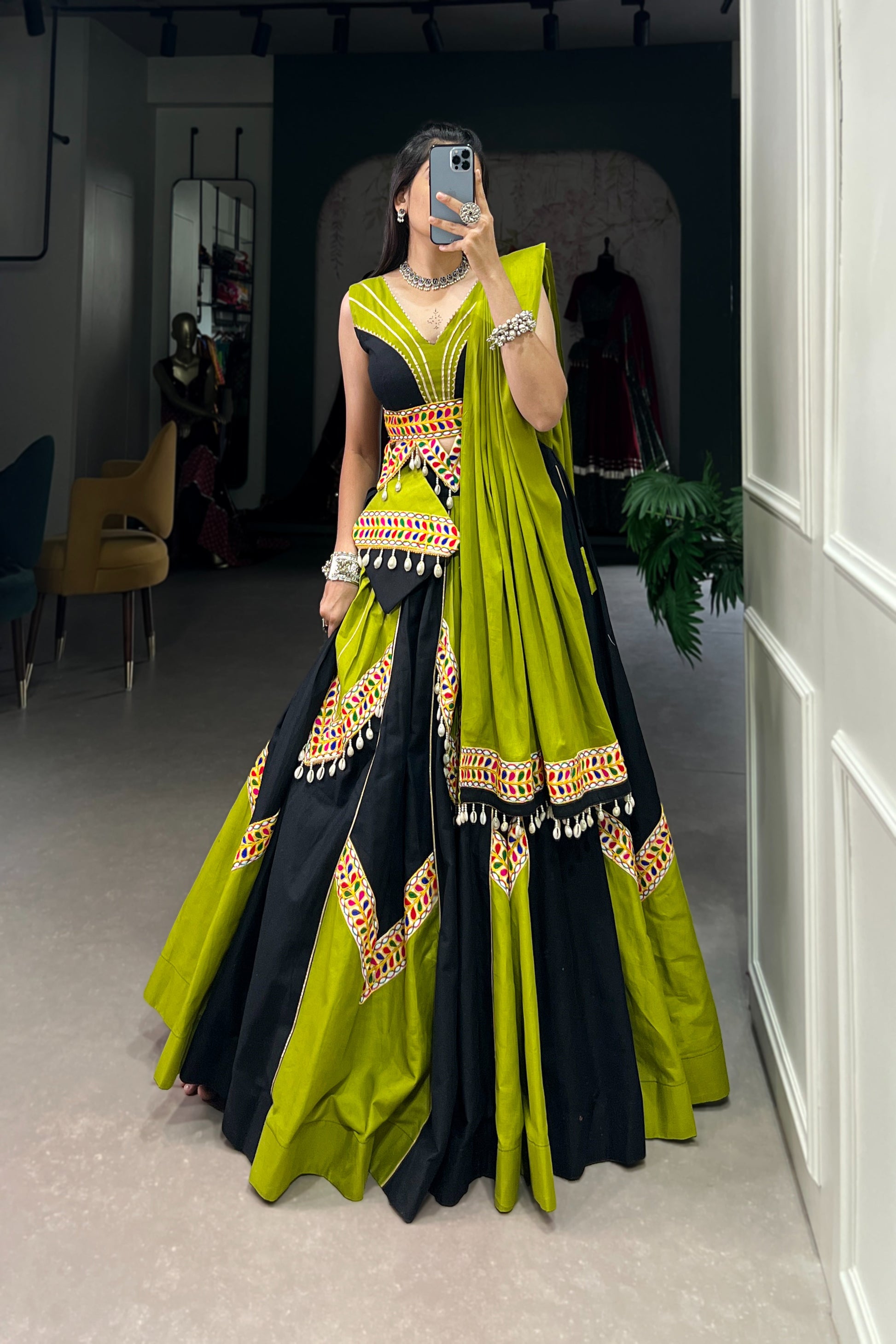 TILTON NAVRATRI SPECIAL PURE COTTON GAMTHI WORK LEHENGA CHOLI WITH DUPATTA